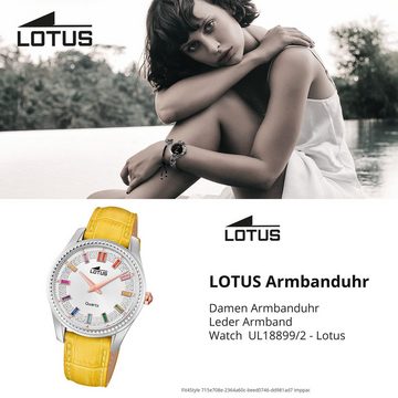 Lotus Chronograph Lotus Damenuhr Leder gelb Lotus Classic, (Chronograph), Damen Armbanduhr rund, mittel (ca. 38mm), Edelstahl