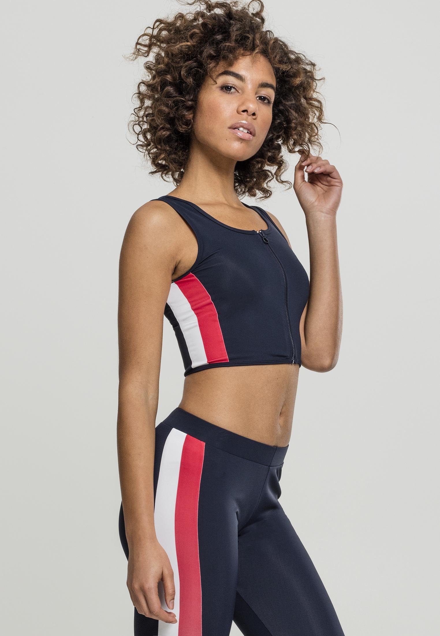 Tanktop Ladies Side Stripe Cropped Zip Top XS bis XL