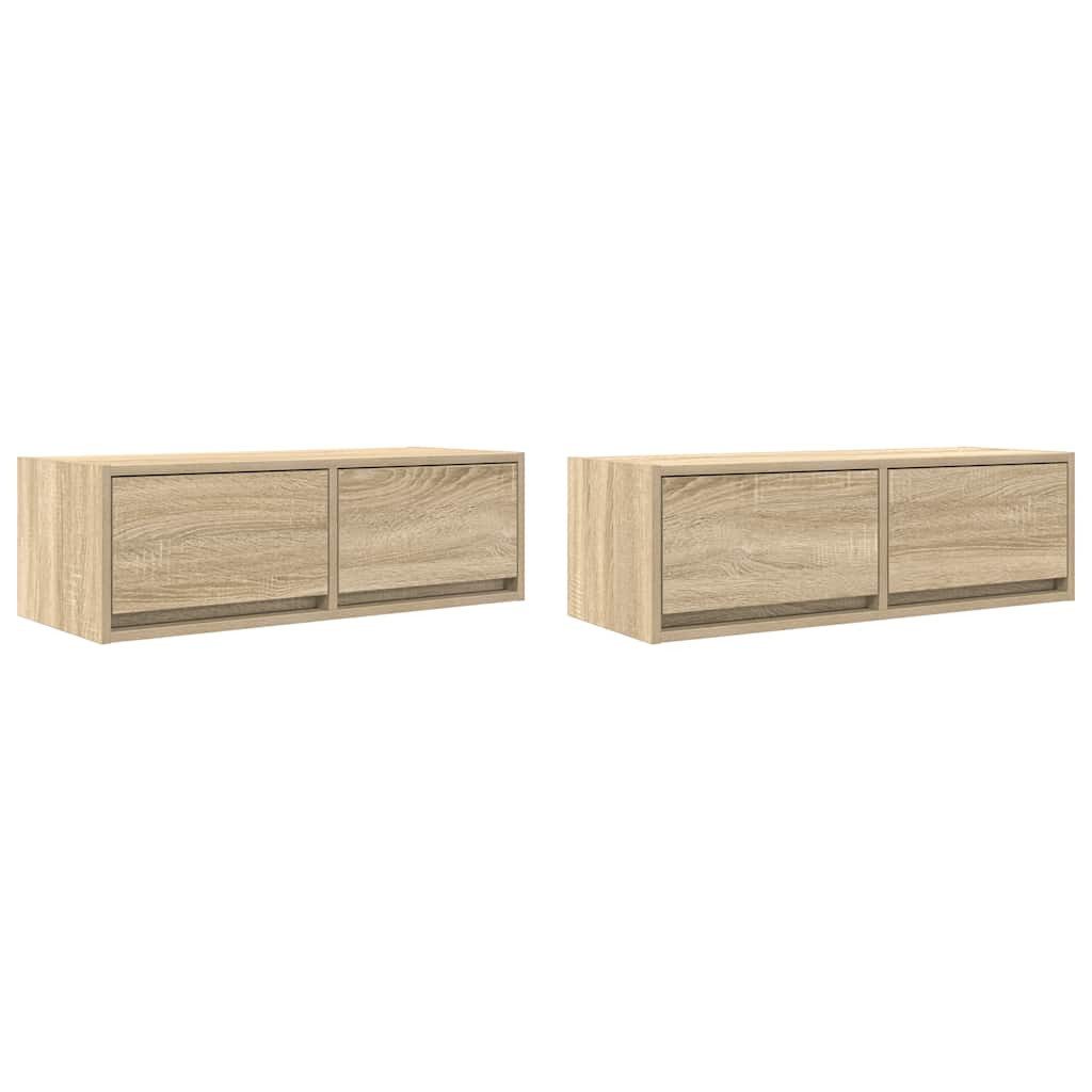 vidaXL TV-Schrank TV-Schränke 2 Stk. Sonoma-Eiche 80x31x25,5 cm Holzwerkstoff (2-St)