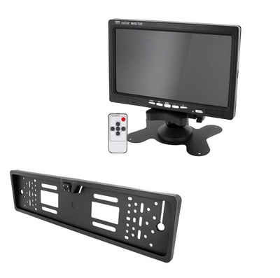 CARMATRIX CM-390 Rückfahrkamera (Auto Rückfahrsystem mit 7" Monitor Nummernschild Rückfahrkamera, 170°, HD in einer Kennzeichenhalterung integriert)