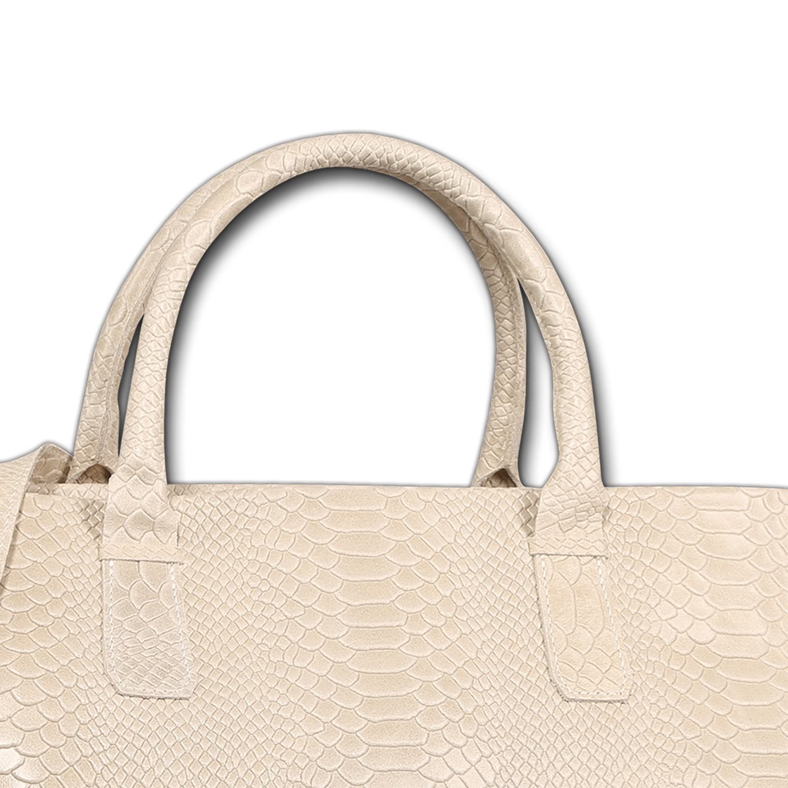 Toscanto Henkeltasche Toscanto Damen Henkeltasche Leder Tasche (Henkeltasche), Damen Leder Henkeltasche, beige ca. 40cm – Bild 2 von 5