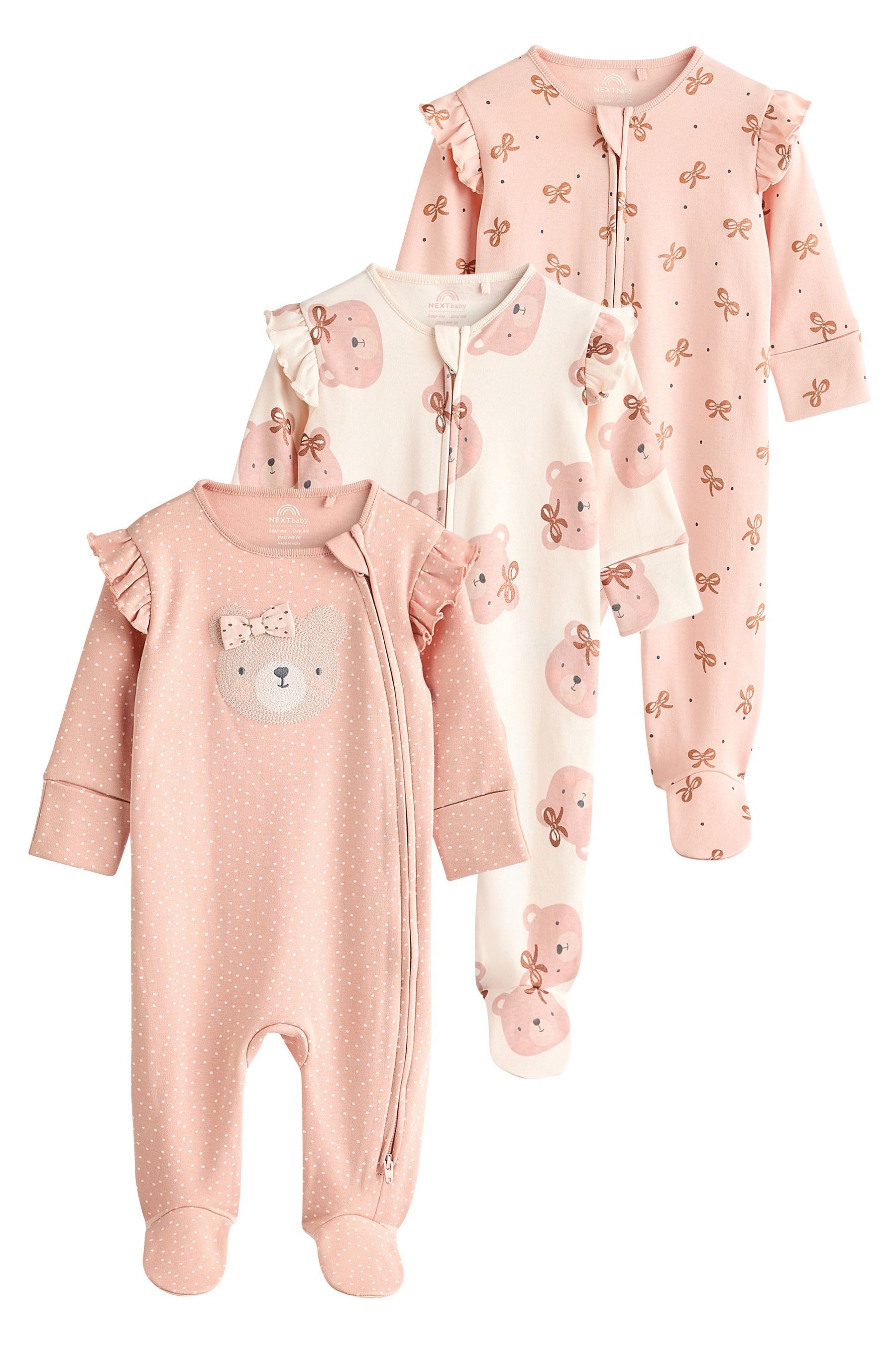 Schlafoverall Baby-Schlafoveralls mit Reißverschluss, 3er-Pack