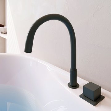 HOME DELUXE Badewanne LENI mit schwarzer Armatur, (1-tlg), 170 x 80 x 58 cm - mit Fußgestell und Abflussset, Wanne, Badezimmer
