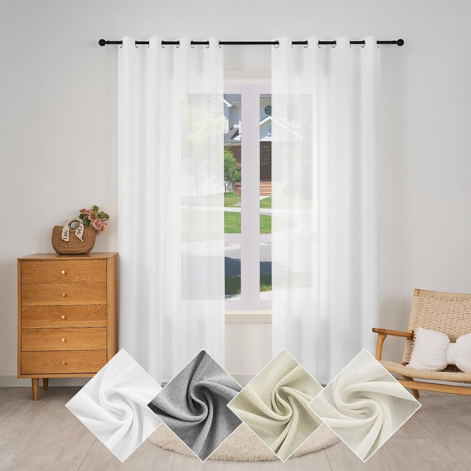 Woltu Gardine, Ösen (2 St), halbtransparent, günstig online kaufen