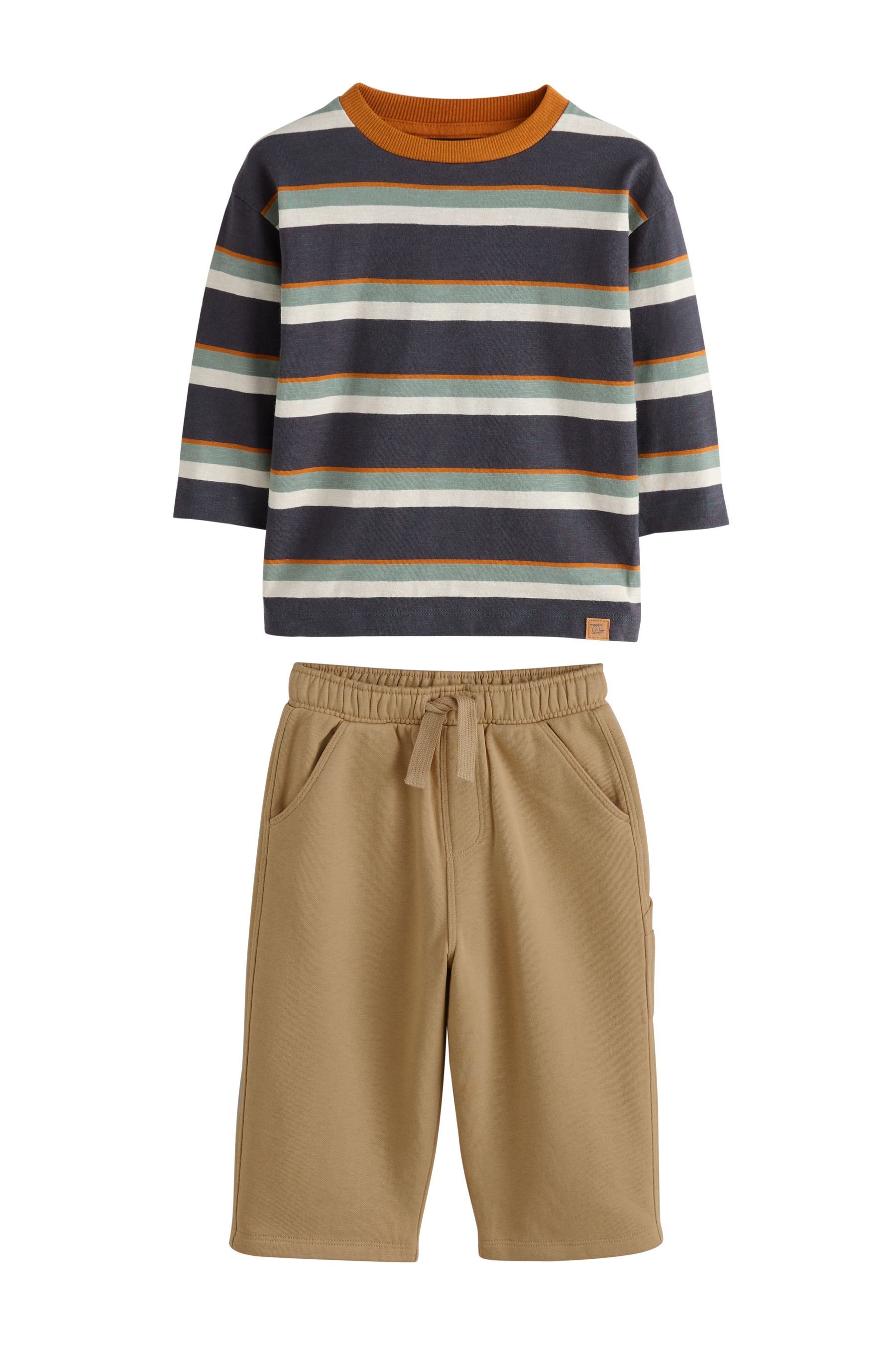 Next Top & Hose Langarmshirt und Jogginghose im Zimmermann-Stil (2-tlg)
