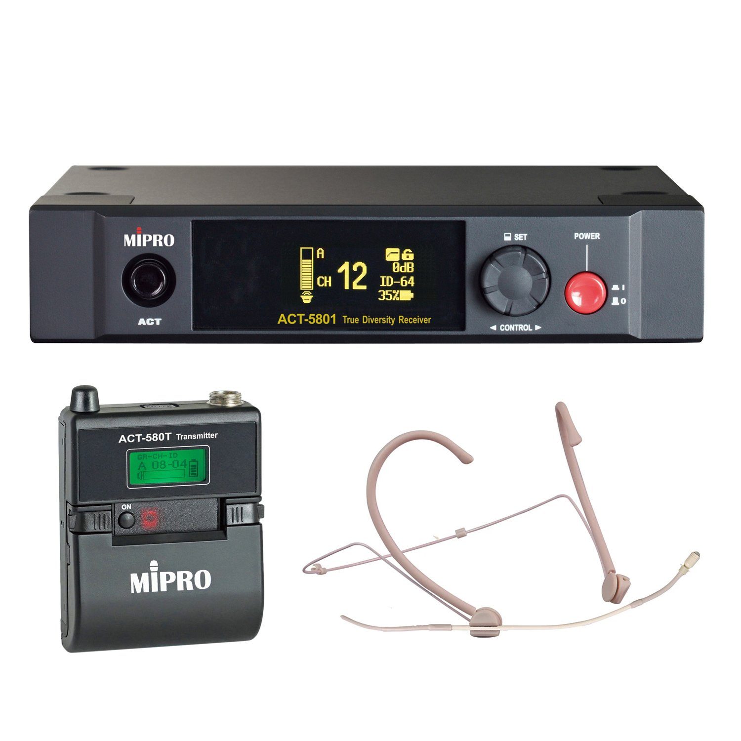 Mikrofon Mipro ACT-5801 mit Taschensender und Headsetmikrofon