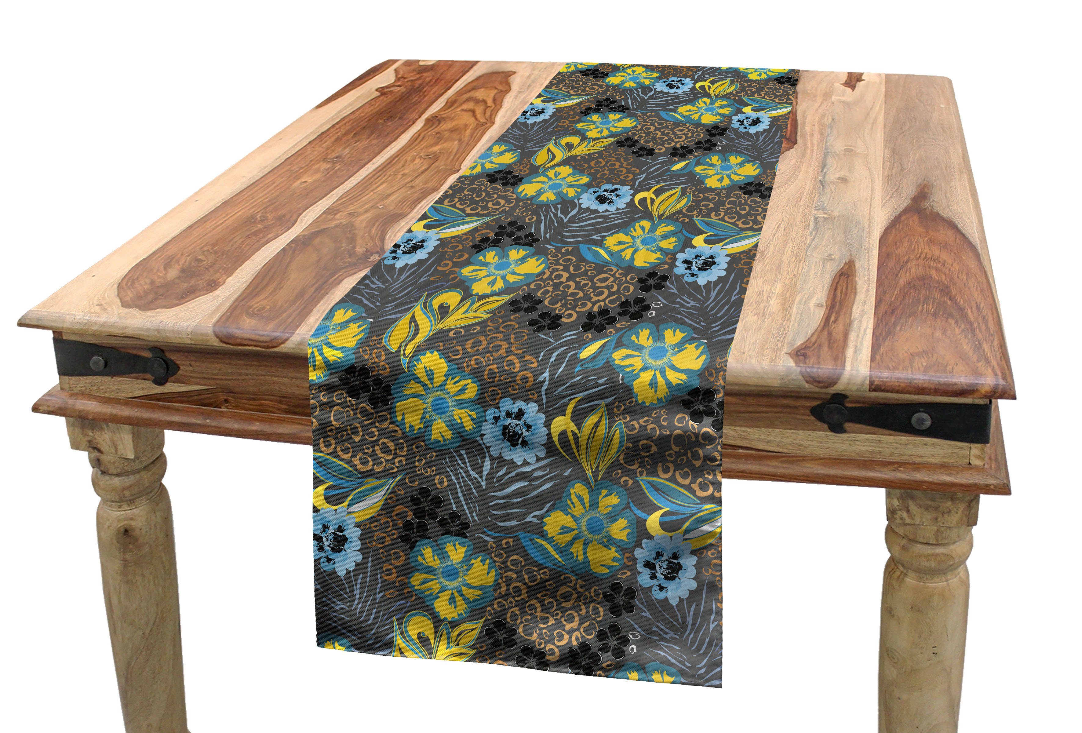 eingekreist Tischläufer Dekorativer Rechteckiger Details Esszimmer Tischläufer, Abakuhaus Blumen Küche Abstrakt
