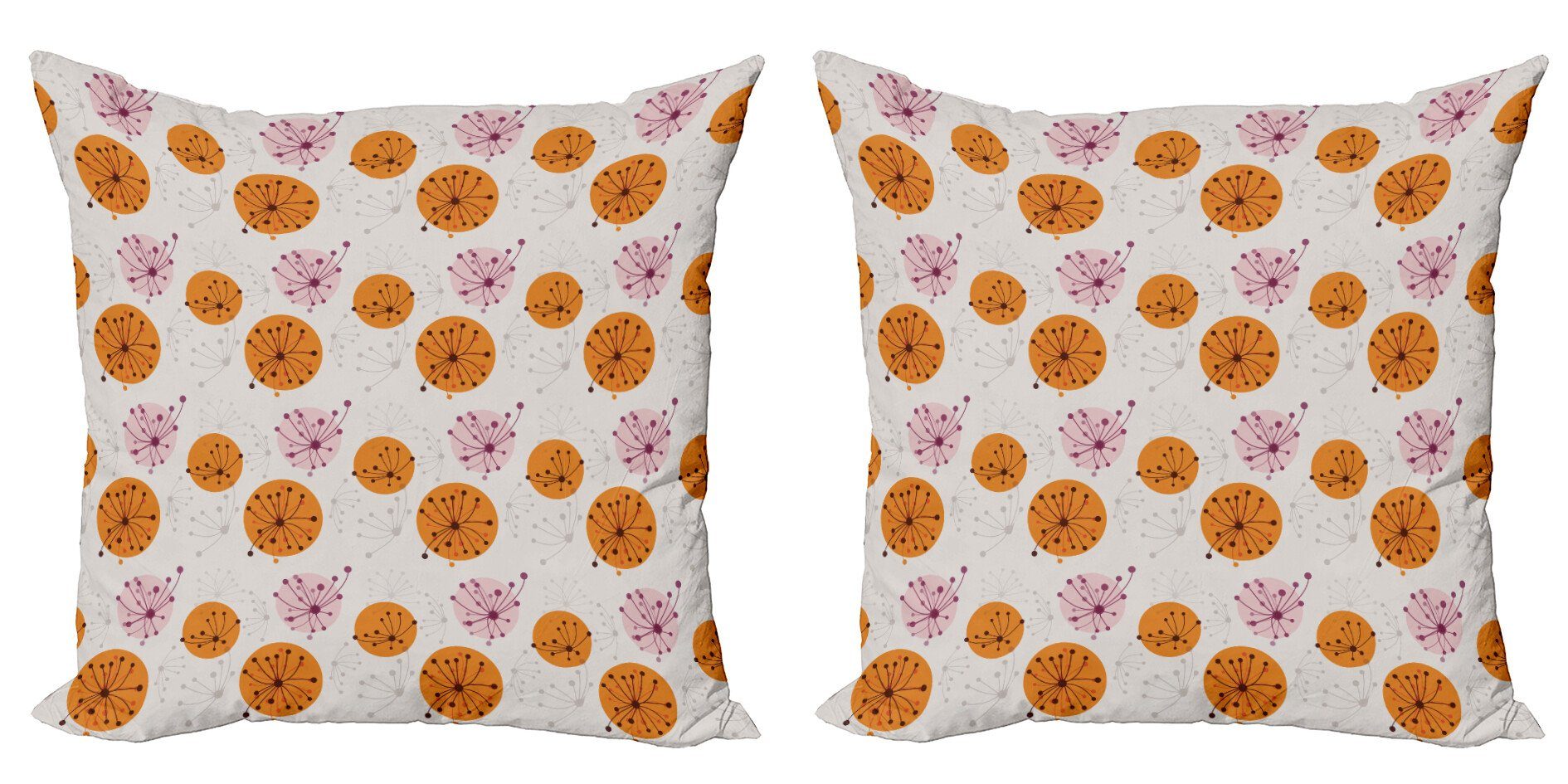 Kissenbezüge Modern Accent Doppelseitiger Digitaldruck, Abakuhaus (2 Stück), Abstrakt Rosa orange Spots Blumen