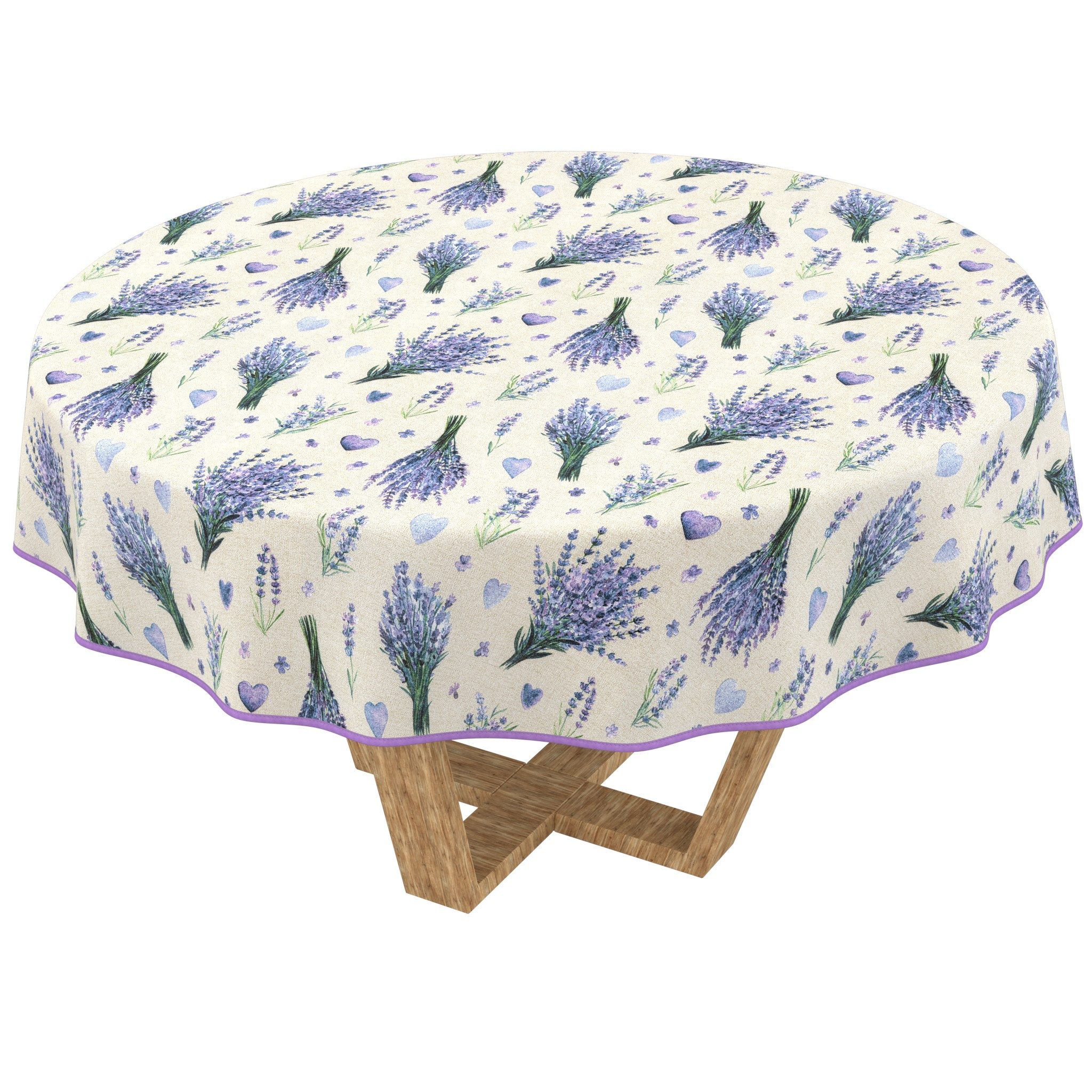 ANRO Tischdecke abwaschbar Baumwolloptik Lavendel Lila wetterfest (Einzelstück 1-tlg, eine Tischdecke), Stofftischdecke schmutzabweisend Rund 100 Lavendel Lila