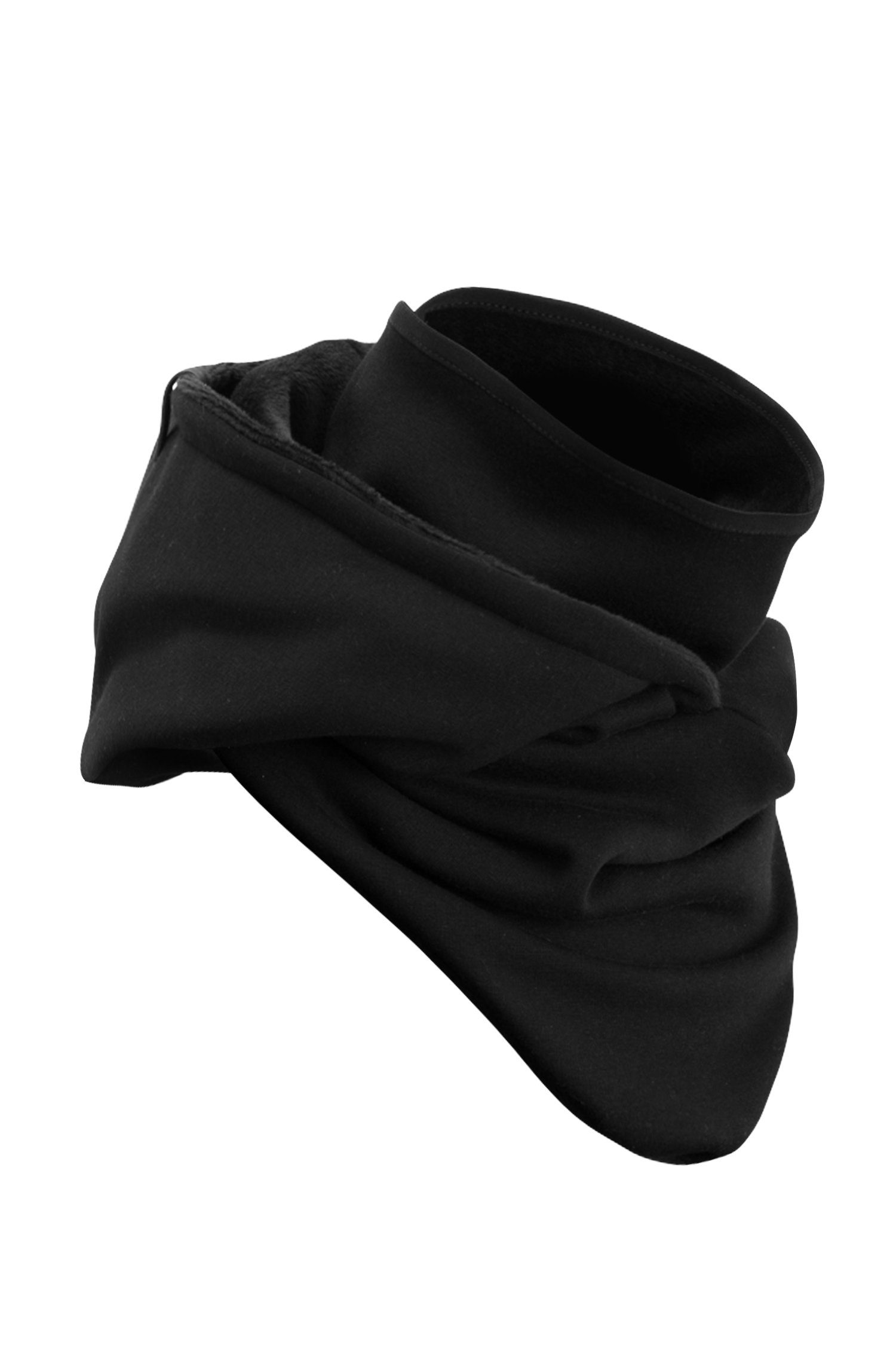 Manufaktur13 Schal Hooded Loop - Kapuzenschal, Schal aus Alpenfleece, mit integriertem Windbreaker Black Out