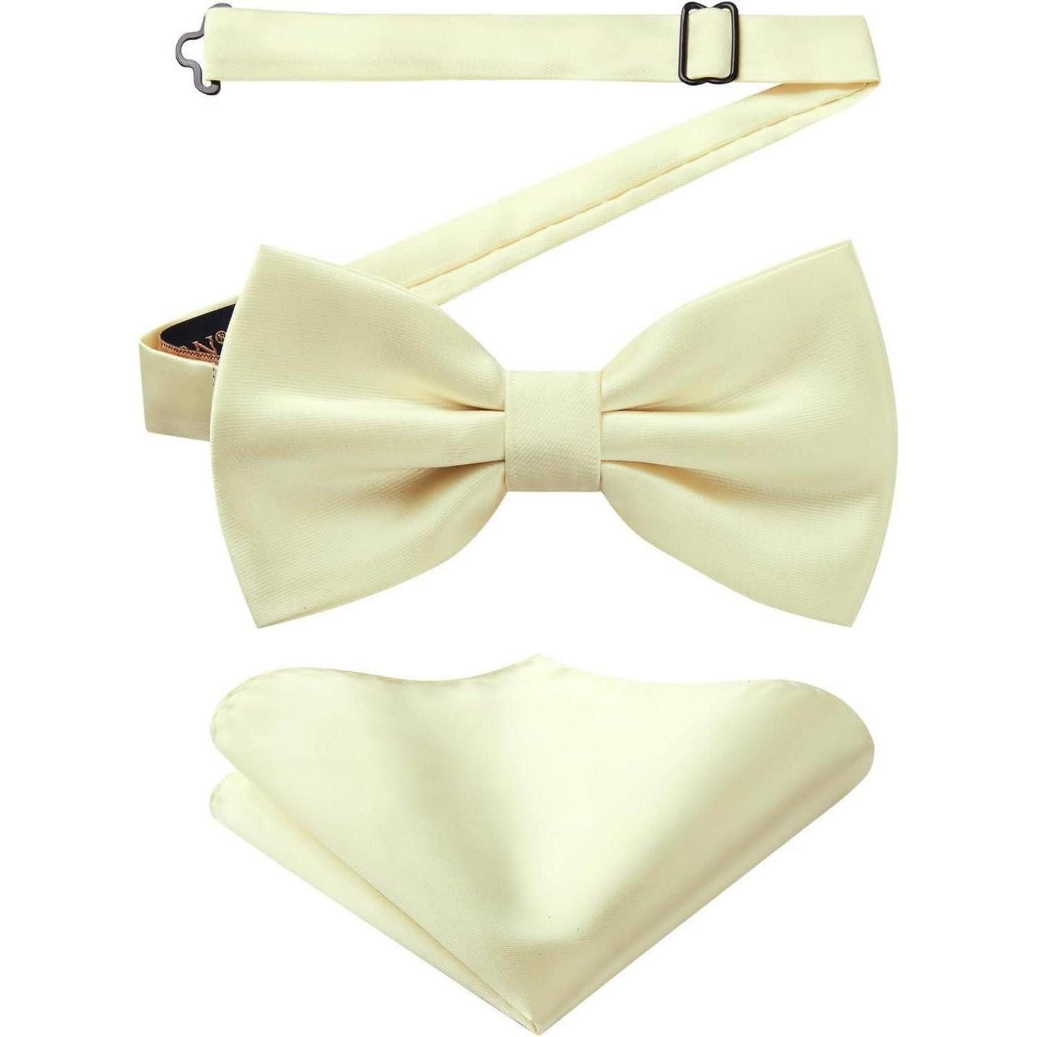 LuxusKollektion Fliege Fliege Einstecktuch Herren Einstellbar Smoking Hochzeit K Champagner 2