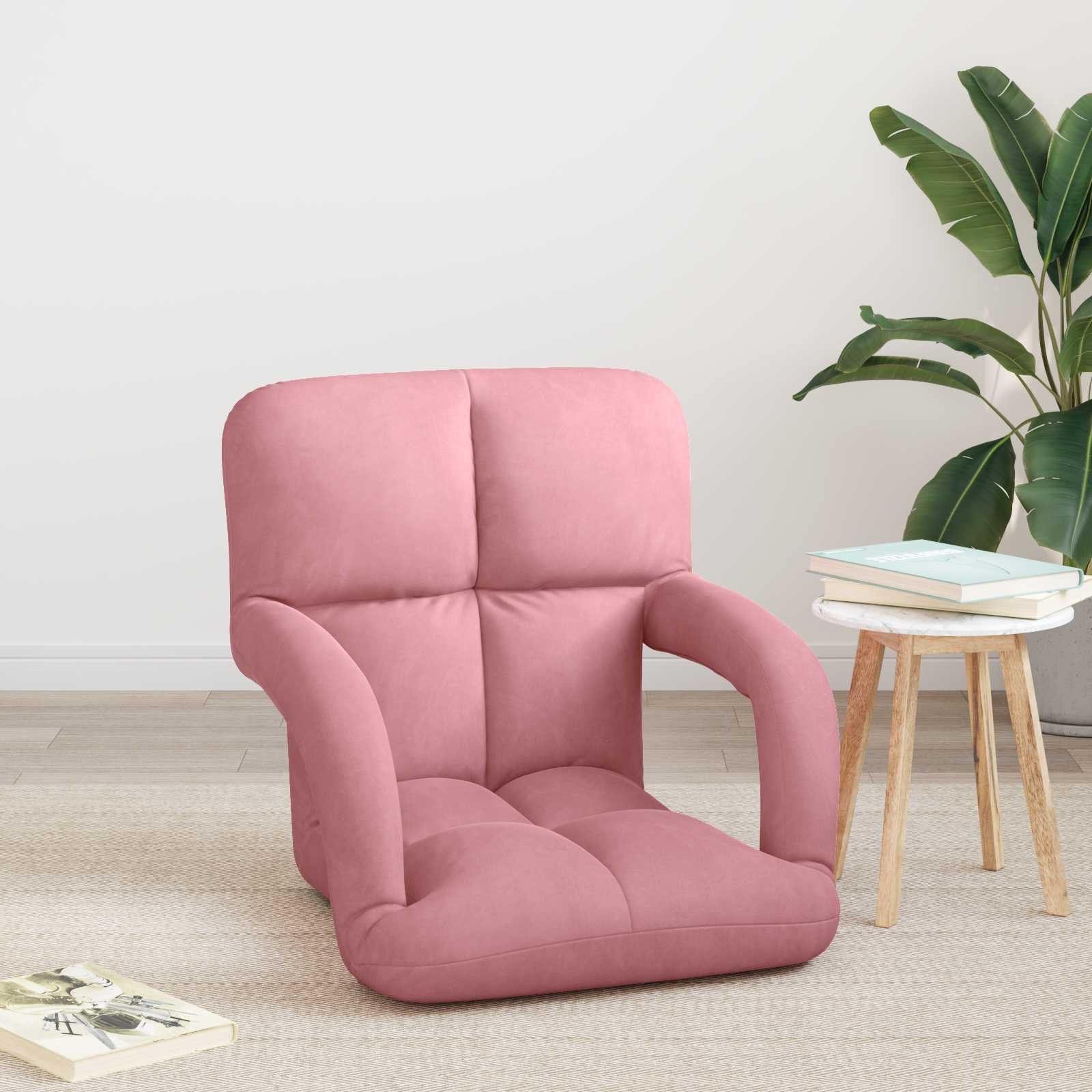 vidaXL Bodenkissen Verstellbarer Fußsessel Rosa Samt