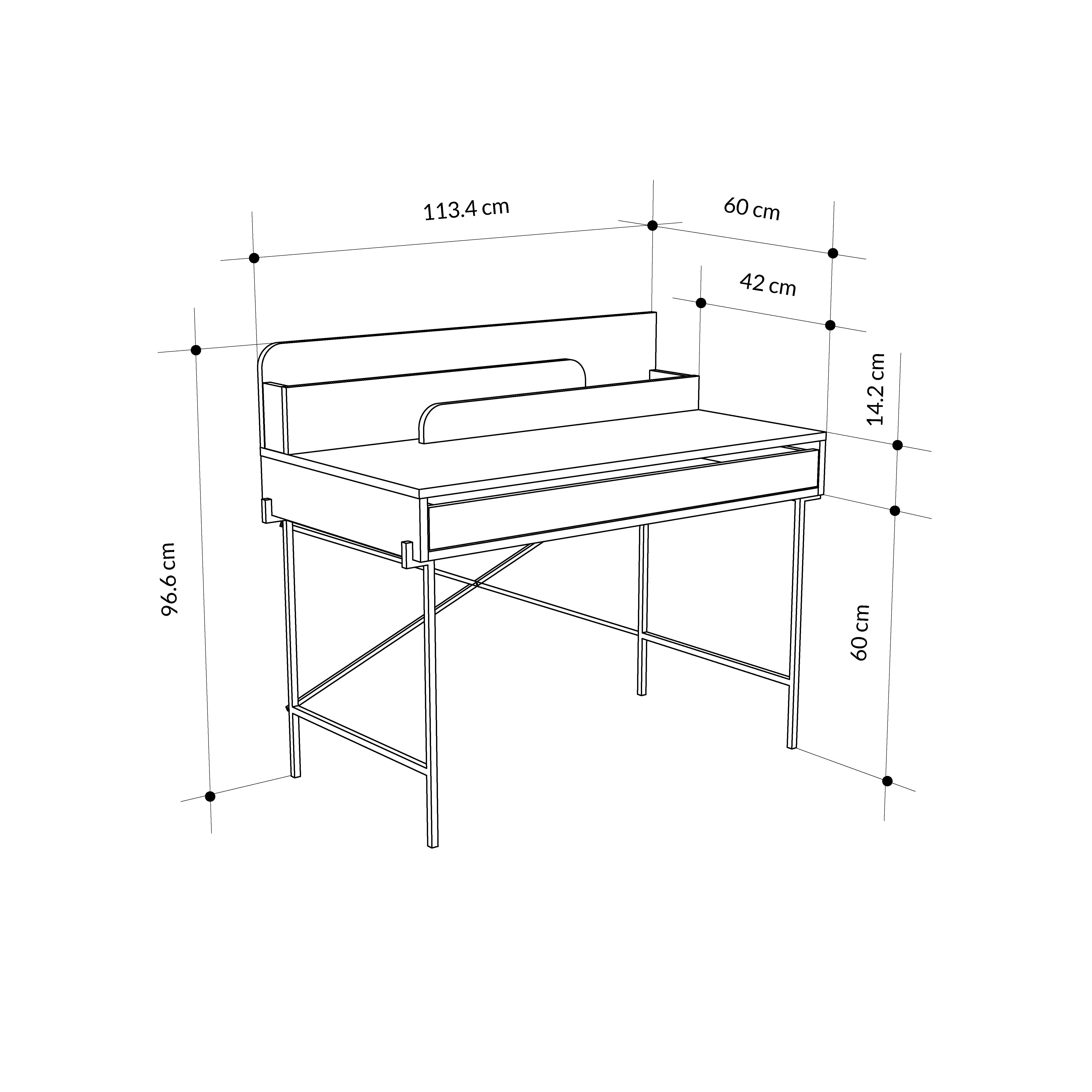 Decortie Arbeitstisch Leila (1 tisch), 110 Weiß-Anthrazit 101 60 cm x x Arbeitstisch/Schreibtisch, Moderner