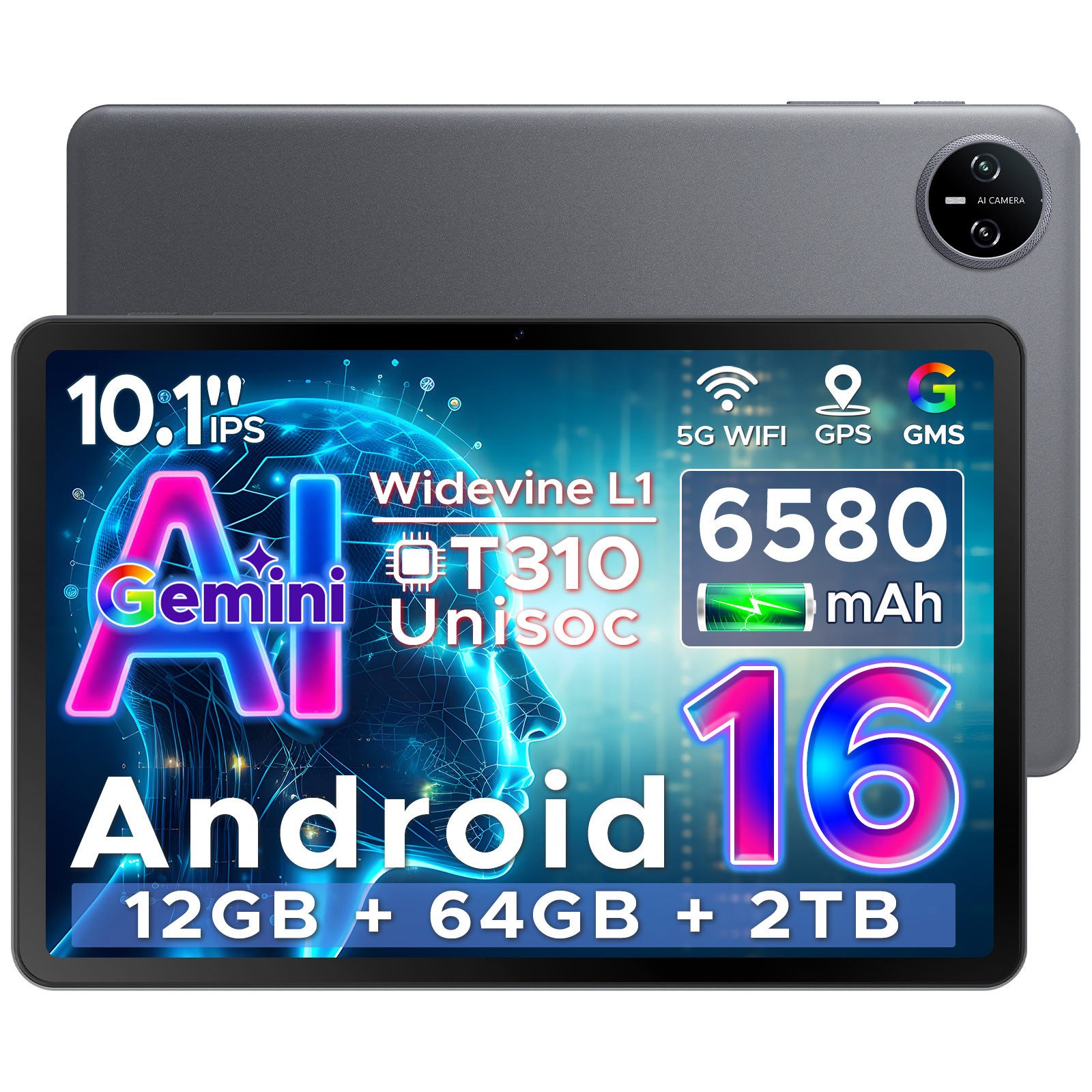 DOOGEE TAB A9 Newest 2025 Android 15 Tablet, 8580mAh 11 Inch Tablet, T7200 Octa Core Android Tablets & 20GB 64GB/2TB LPDDR4X, 13MP 5MP, 2 Speaker Widevine L1|Face ID|BT 5.0|5G WiFi|GPS|FM|OTG