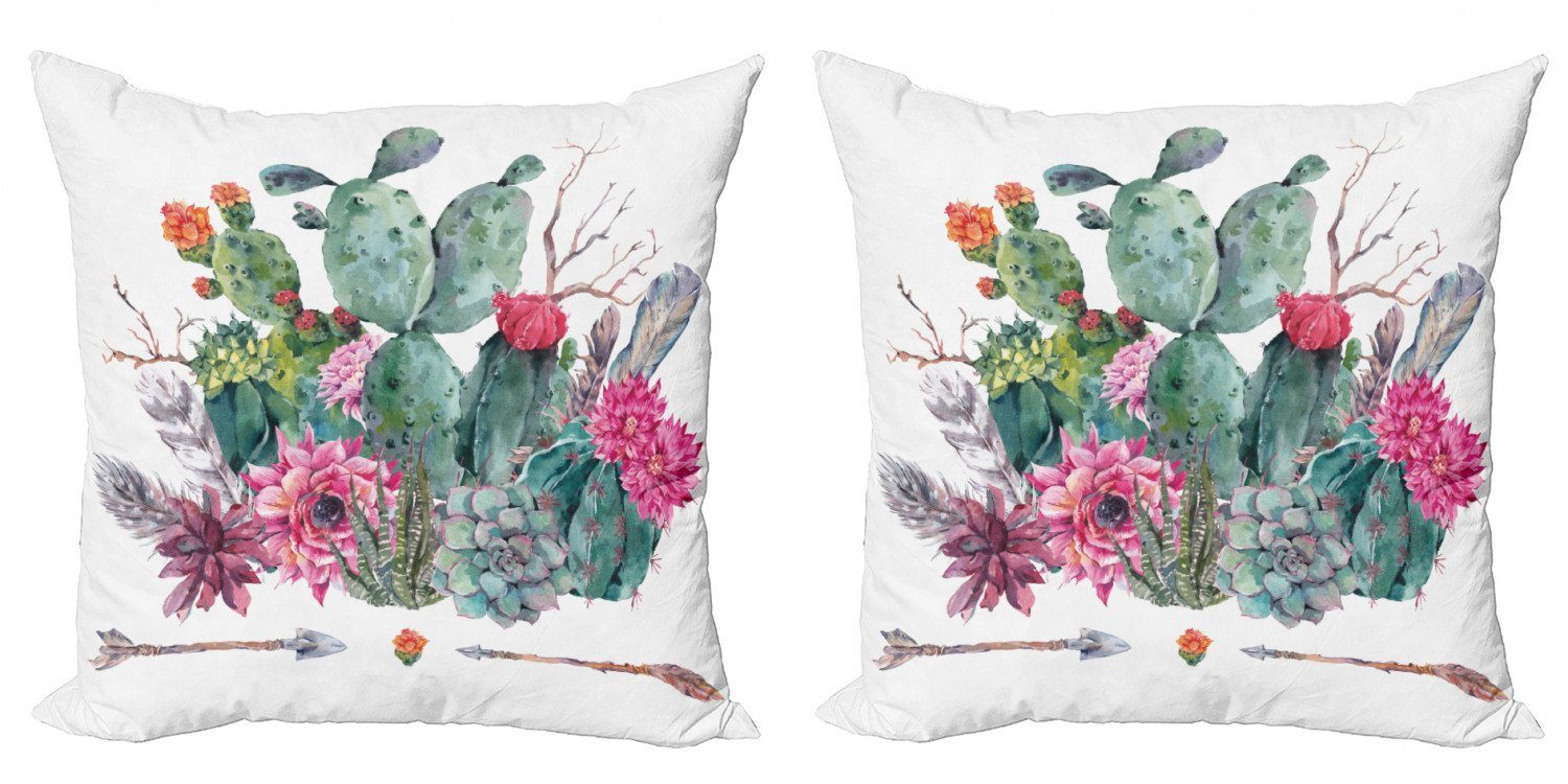 Kissenbezüge Modern Accent Doppelseitiger Digitaldruck, Abakuhaus (2 Stück), Kaktus Blumenstrauß in Boho Style-Pfeil