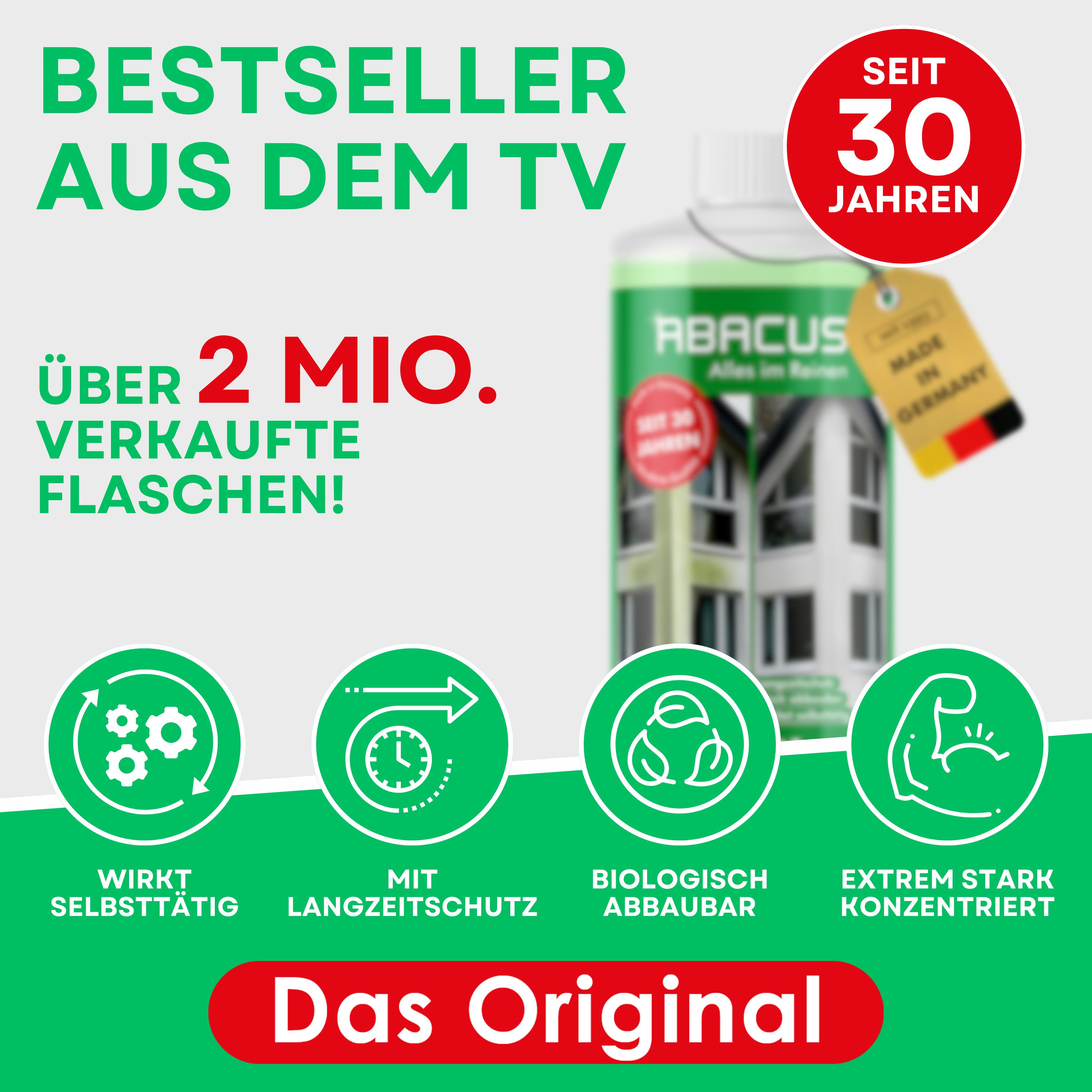 ABACUS Nell Ultra Algenentferner, Grünbelagentferner, Flechtenentferner Grünbelagentferner (Bekannt aus QVC, [- Ergiebiges Konzentrat Selbsttätig mit Langzeitschutz)