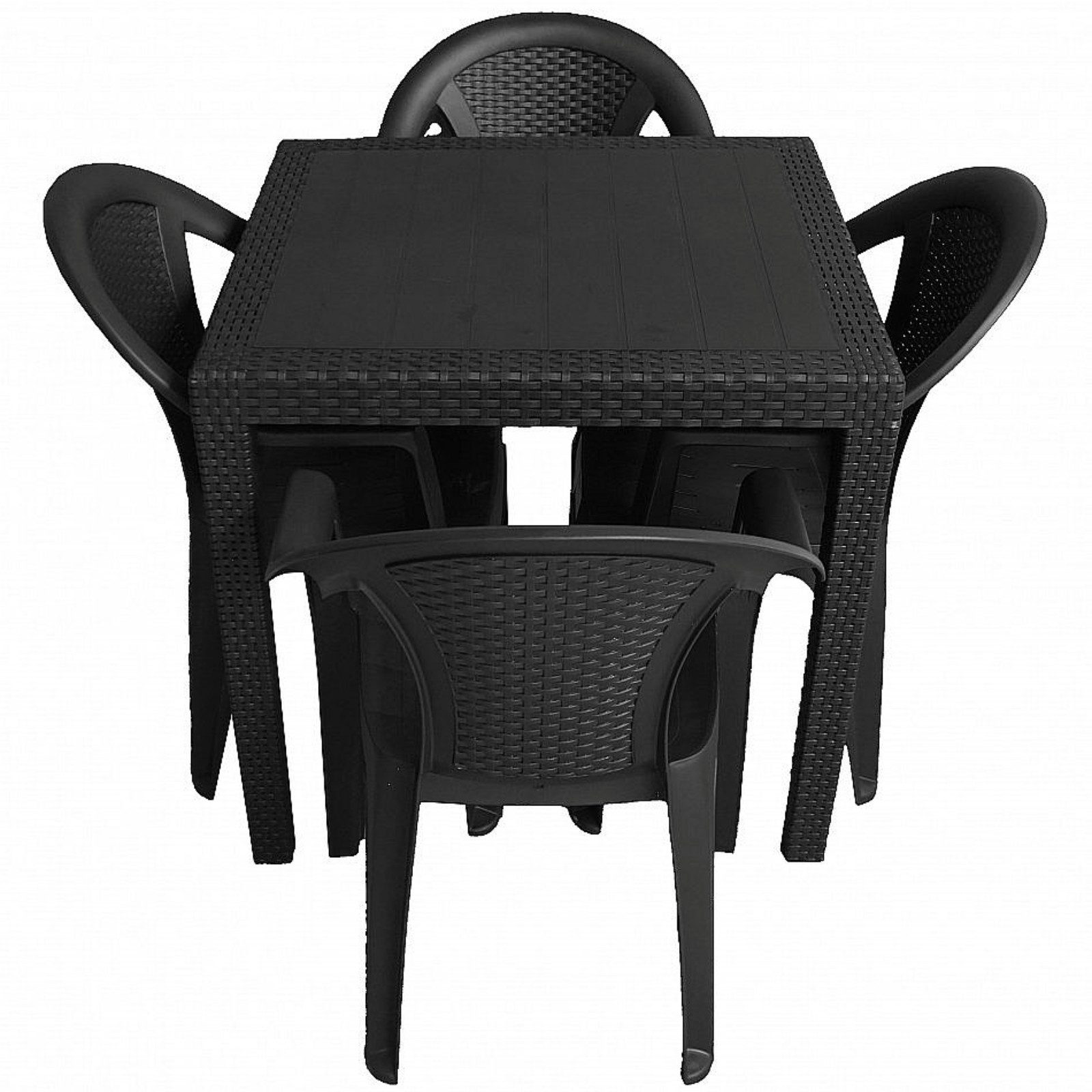 Progarden Sitzgruppe Gartenmöbel Anthrazit Tisch + 4 Stühle 5 Tlg. Set, (Se günstig online kaufen