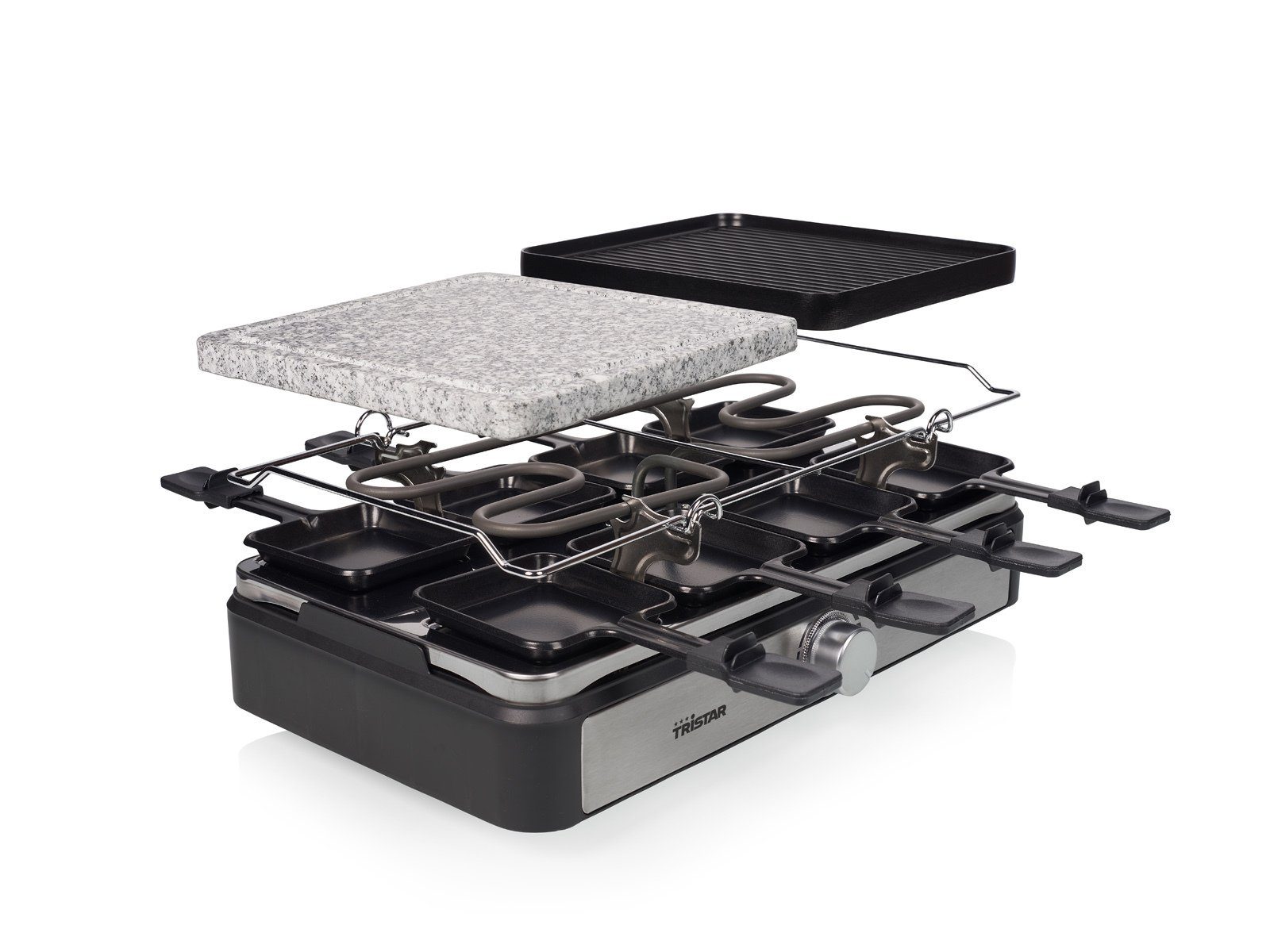 Tristar Raclette, 1400 W, Tischgrill & Gerät für Steingrill Grill- Personen 2-8 Steinplatte 5in1