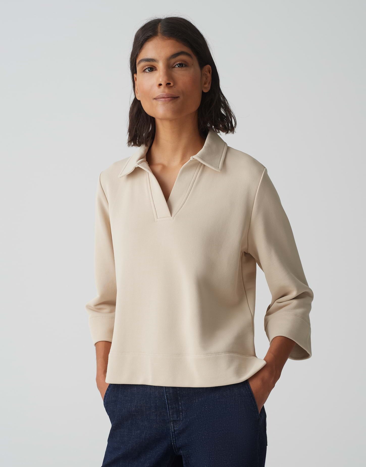 OPUS Sweatshirt Poloshirt GONUT Regular aus Baumwoll Mix günstig online kaufen