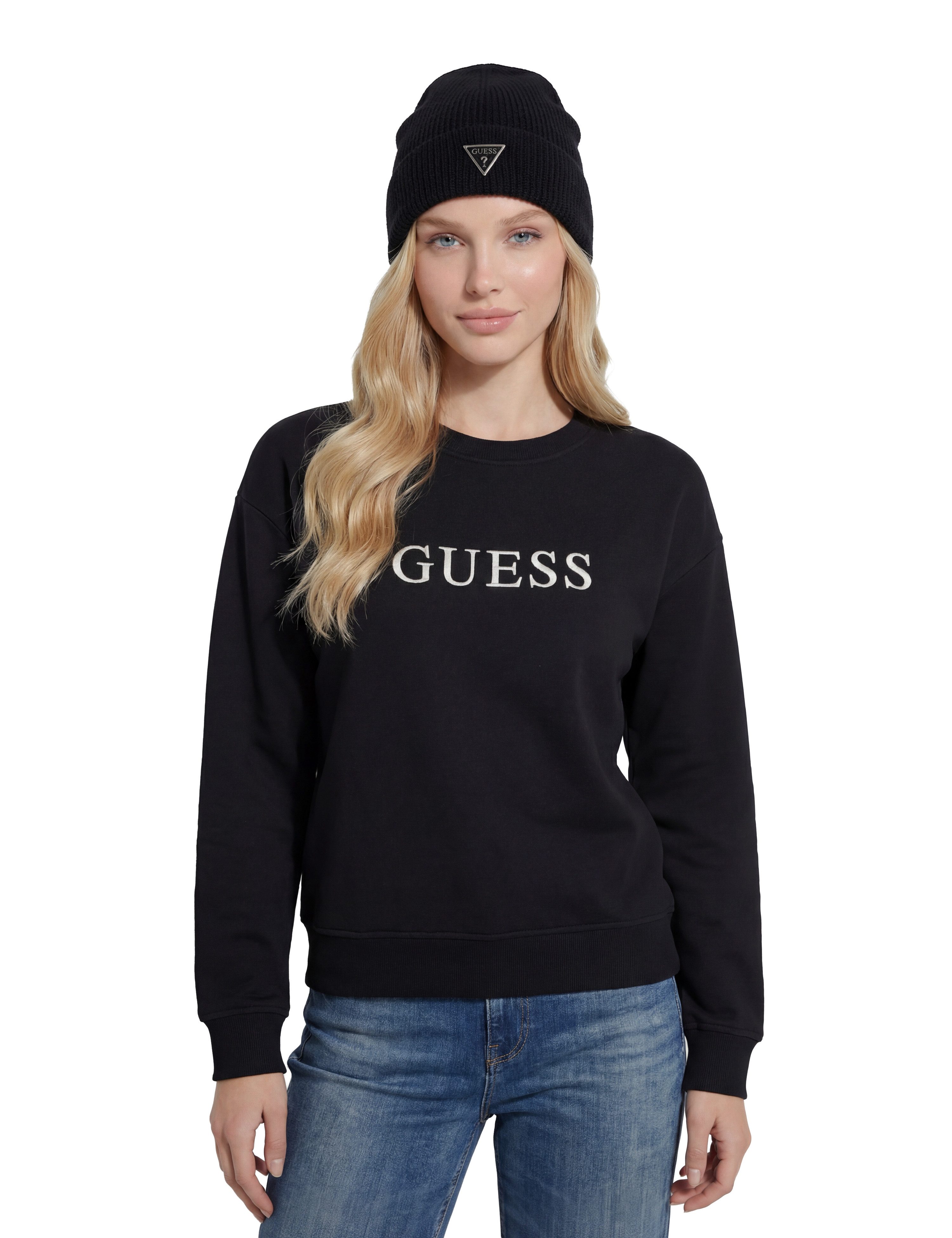 Guess Sweatshirt SOFIA ROUND NECK mit gesticktem Logoschriftzug, Baumwollmix