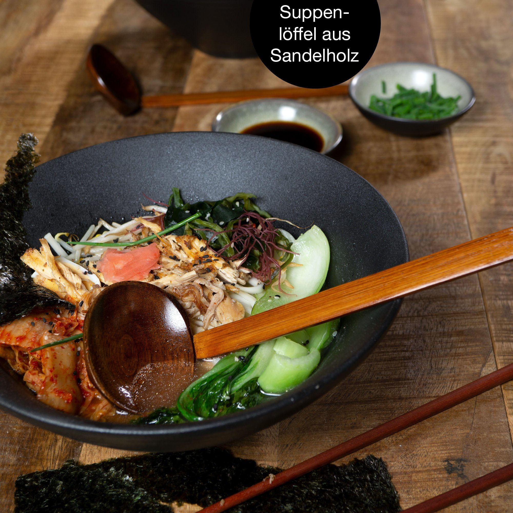 Moritz & Moritz Suppenschüssel 4x Ramen Schüssel Keramik, Keramik, Sandelholz, (4er Set) – Bild 5 von 5