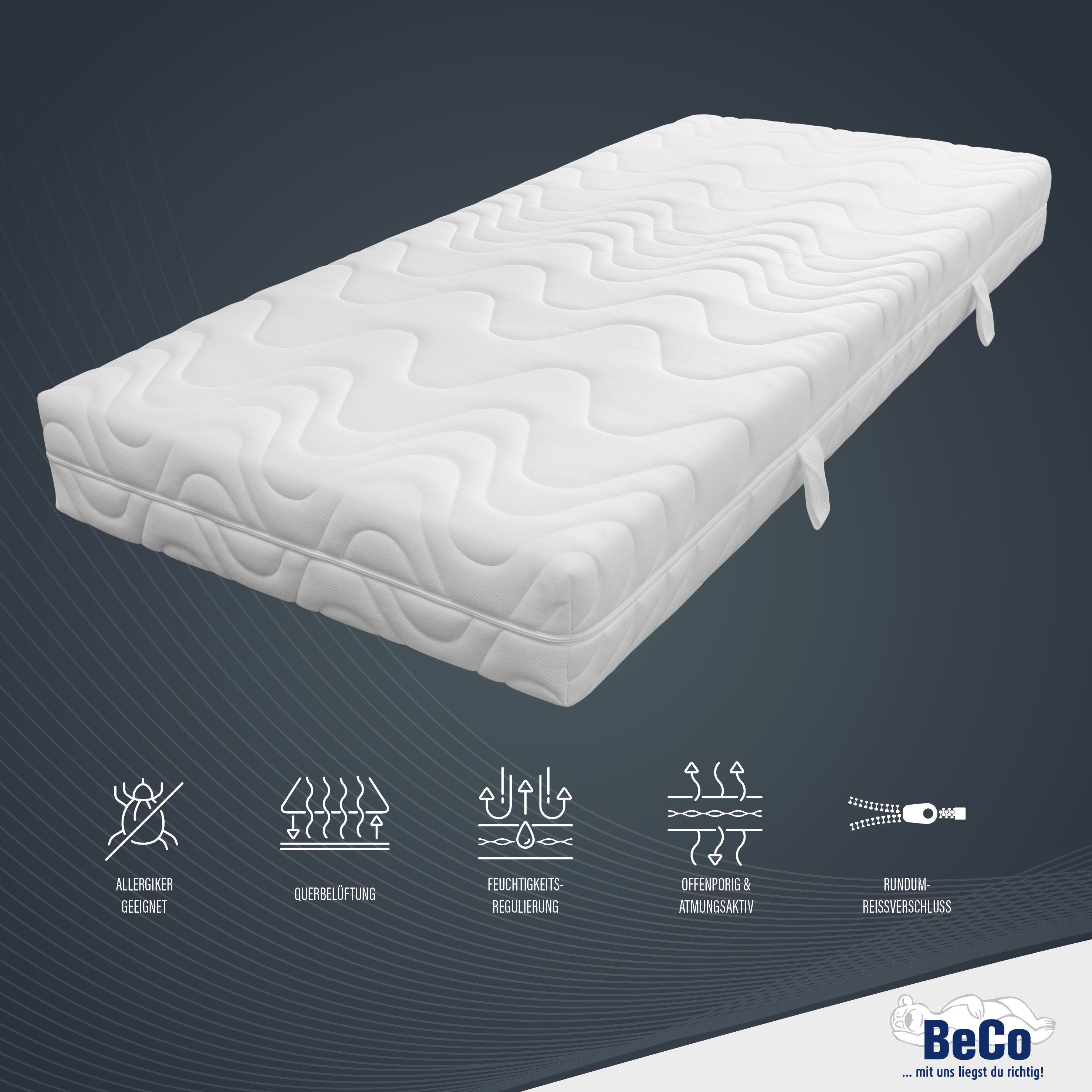 Komfortschaummatratze Medistar KS, Matratze Kaltschaum-Feeling 90x200 cm, 140x200 cm, Beco, 21 cm hoch, Geprüft mit 1,0* "SEHR GUT" & bewertet mit**Deutschland Favorit 2024