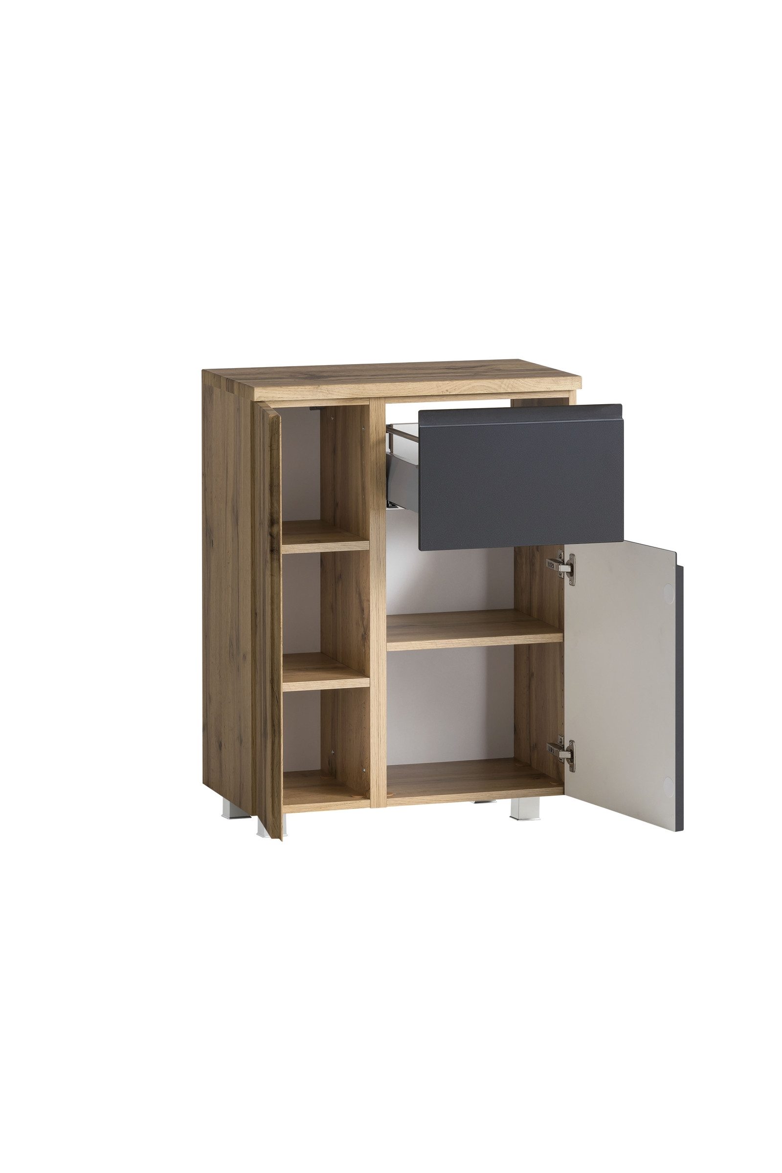 HELD MÖBEL Unterschrank in grau/Wotaneiche, MDF - 65x79x35cm (BxHxT)