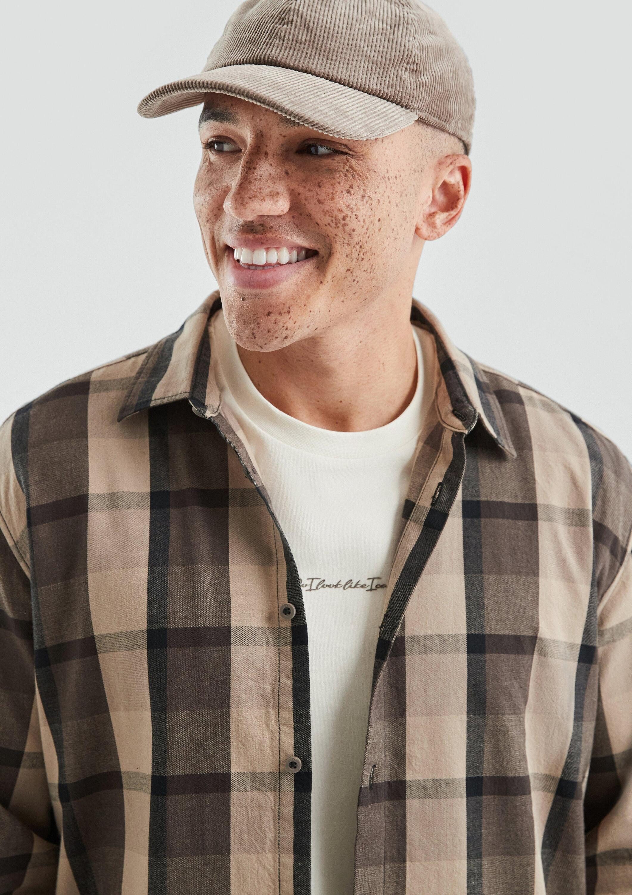 QS Langarmhemd Hemd Regular Fit: Kariertes Flanellhemd