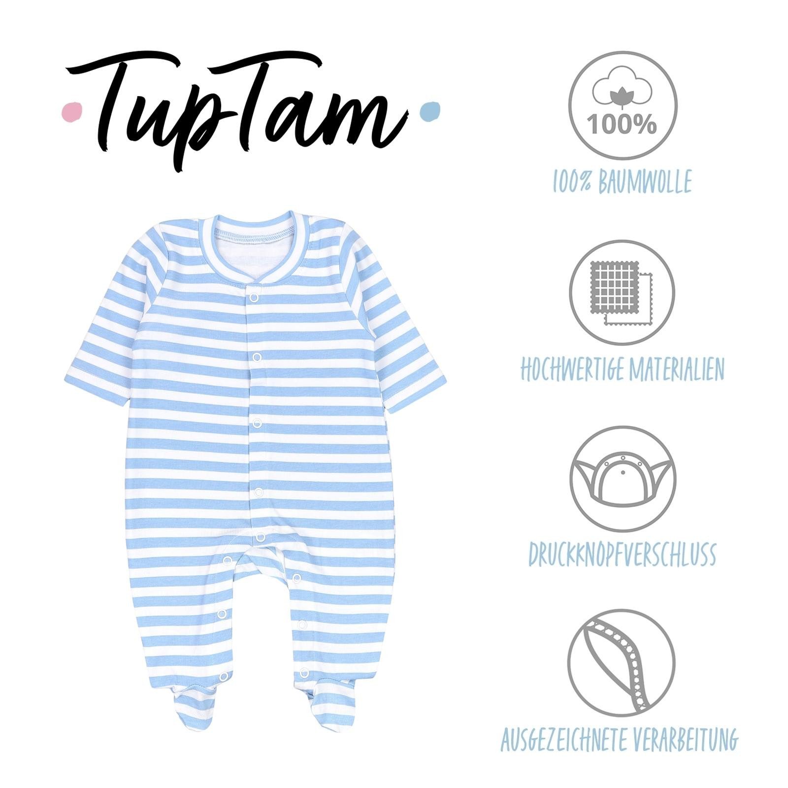 TupTam Schlafoverall Baby Jungen Schlafstrampler Langarm Schlafanzug mit Fuß 3er Pack – Bild 2 von 5