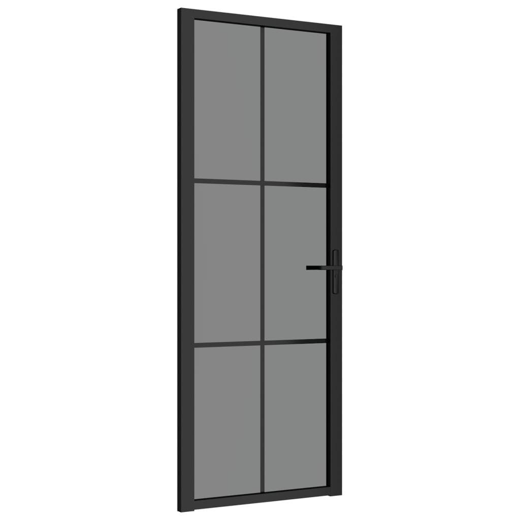 vidaXL Zimmertür Innentür 76x201,5 cm Schwarz ESG-Glas und Aluminium Zimmertür Glastür