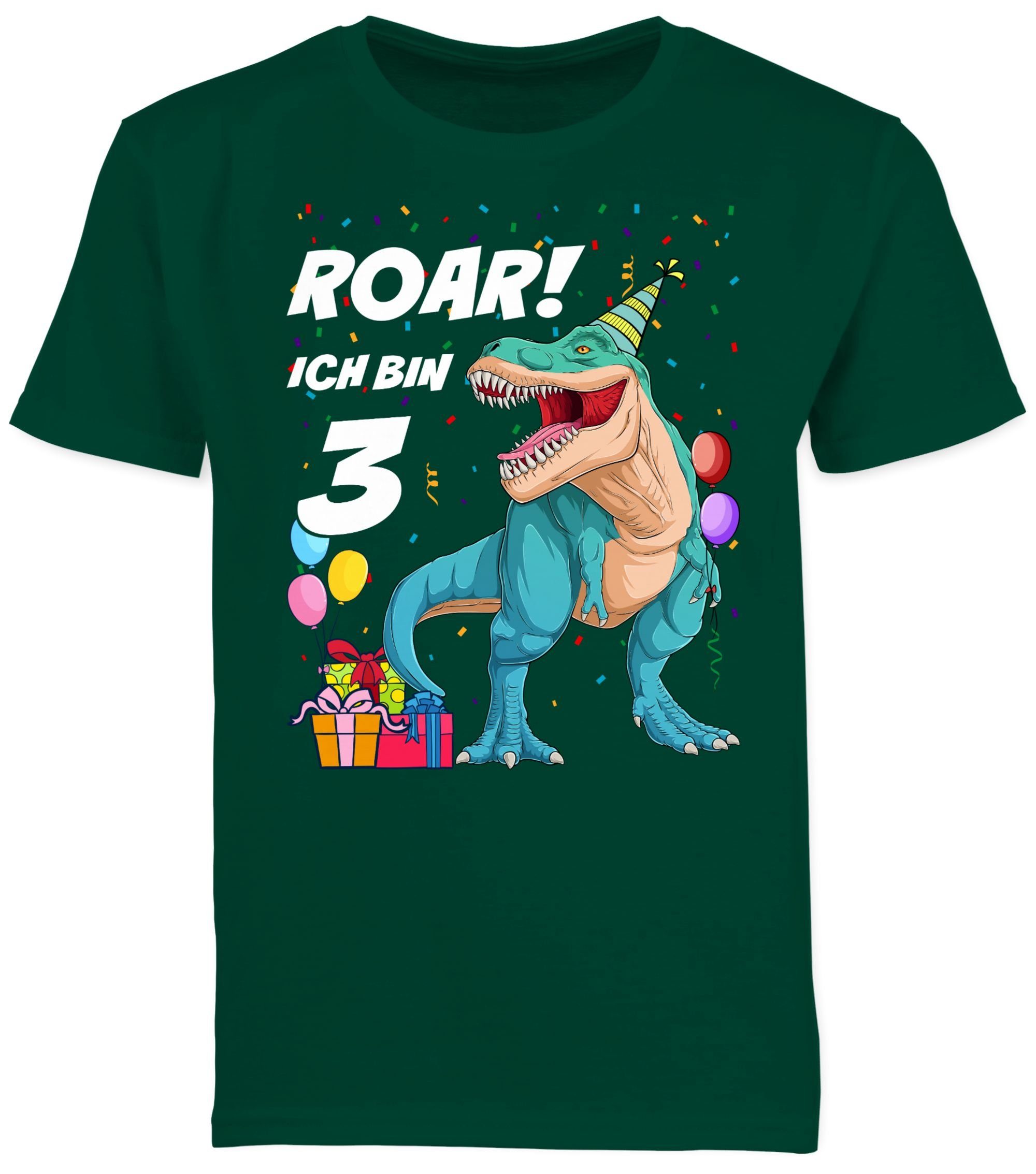Shirtracer T-Shirt T-Rex Tannengrün 01 Dinosaurier 3 Dino 3. - bin Ich Geburtstag Jahre