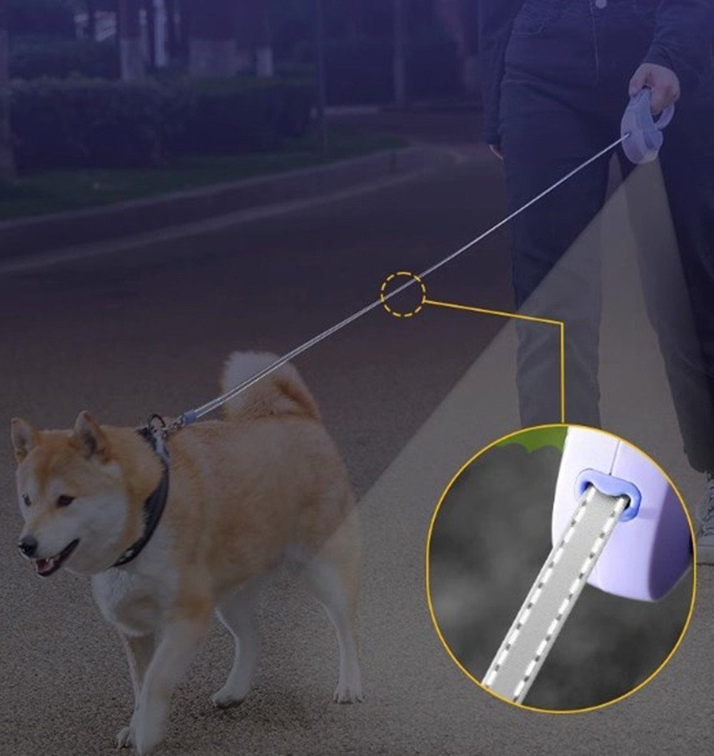 XDeer Führleine Rollleine Hundeleine Ausziehbar für Hunde mit Licht Mittelgroße, Kleinere Hunde Leine,Griff 3m Dog Leash mit Hundegeschirr