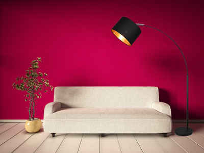 meineWunschleuchte LED Bogenlampe, Dimmfunktion, LED wechselbar, Warmweiß, Stehlampe ge-bogen dimmbar für Esstisch Schwarz Gold-en, Höhe 171cm