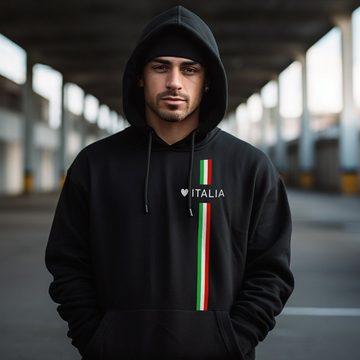 MAKAYA Kapuzenpullover Herren Kapuzen T-Shirt mit italienischer Flagge Herz Italien Fahne Italy Pullover