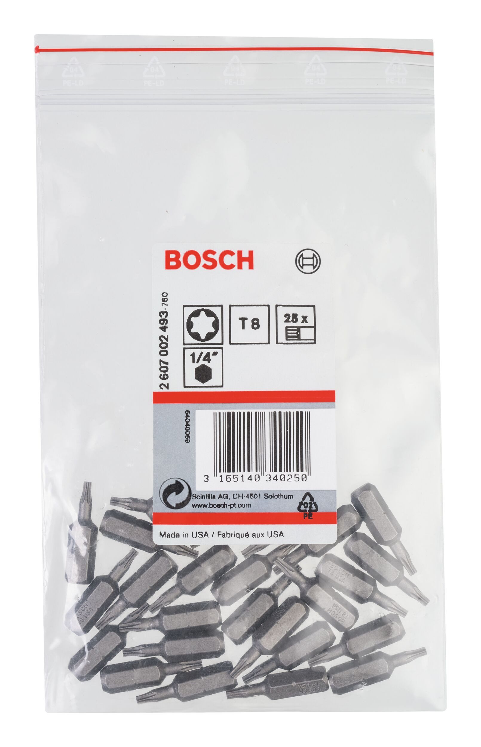 Thumbnail - BOSCH Torx-Bit, 25 Stück, Schrauberbit Extra-Hart - T8 x 25 mm - 25er-Pack
