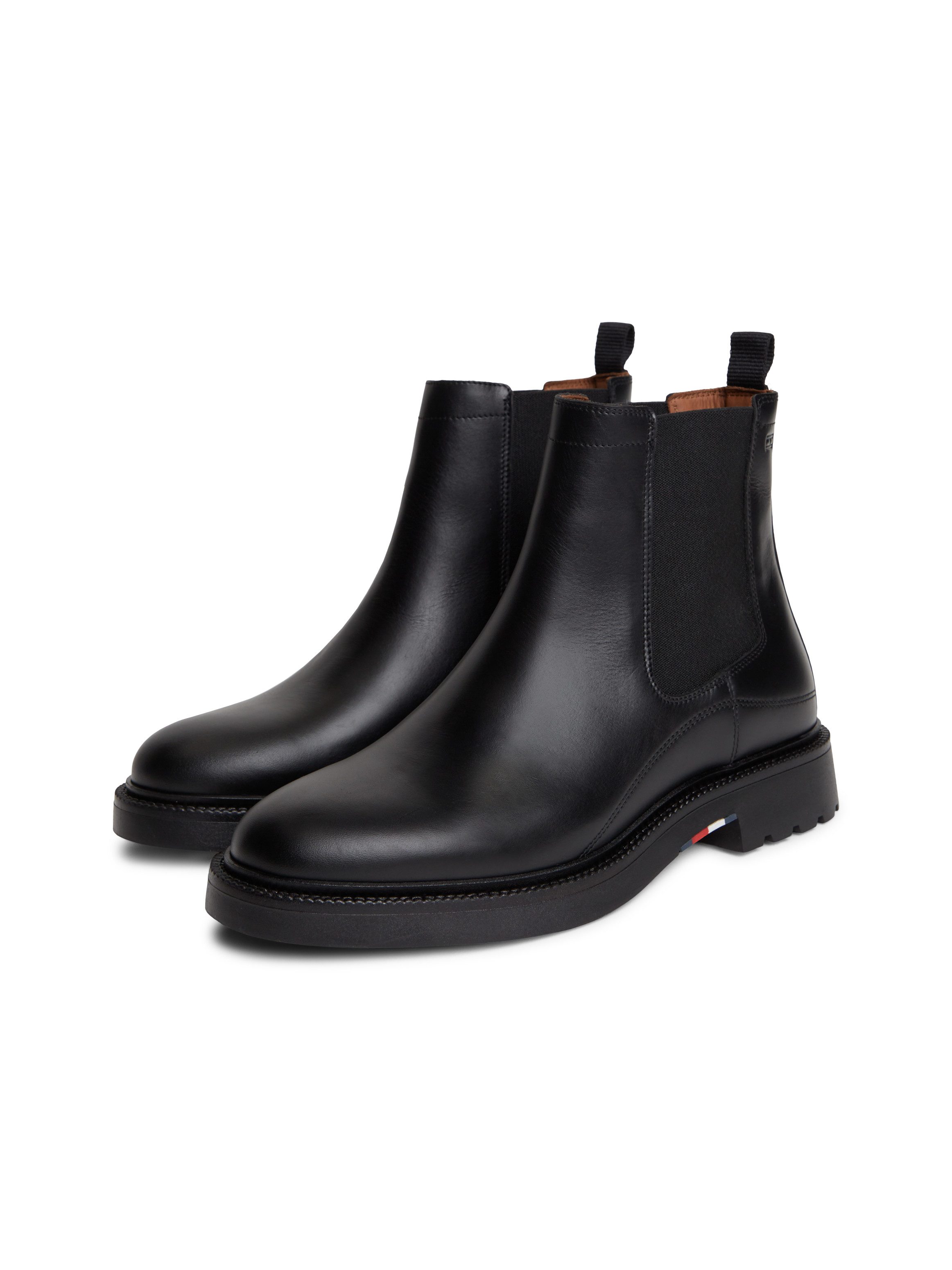 Tommy Hilfiger CORPORATE CASUAL LTH CHELSEA Chelseaboots Blockabsatz, Stiefelette mit beidseitigem Stretcheinsatz, schmale Form