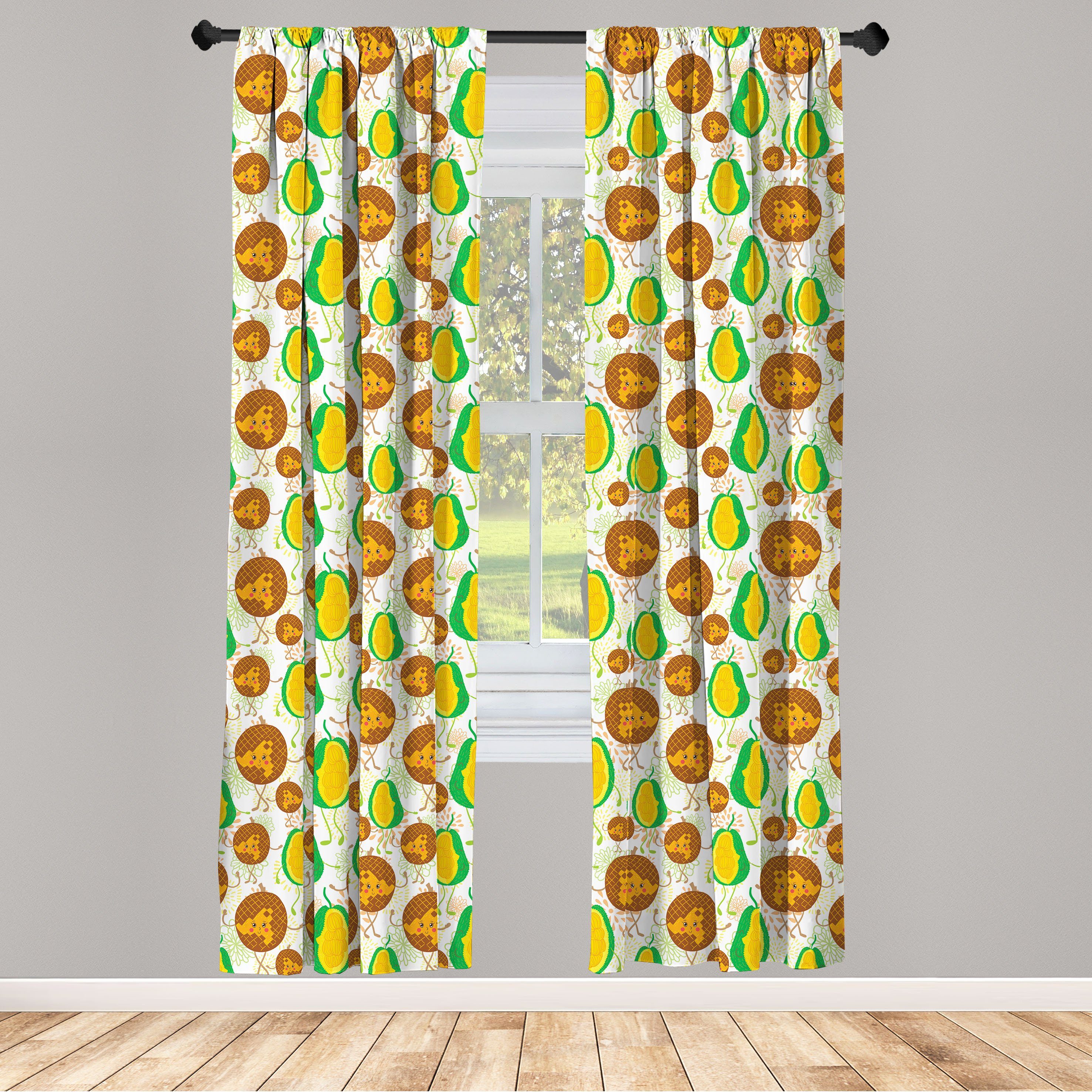 Schlafzimmer Gardine Exotische Früchte für Abakuhaus, Jackfrucht Fröhlich Wohnzimmer Dekor, Microfaser, Vorhang