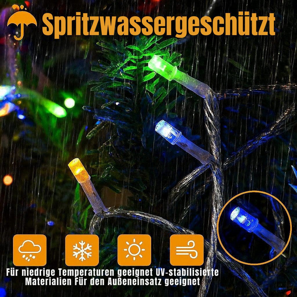 Ollny LED-Lichterkette, 600-flammig, 60m, 8 Lichtmodi, Timer & Memory, IP44 Schutzklasse