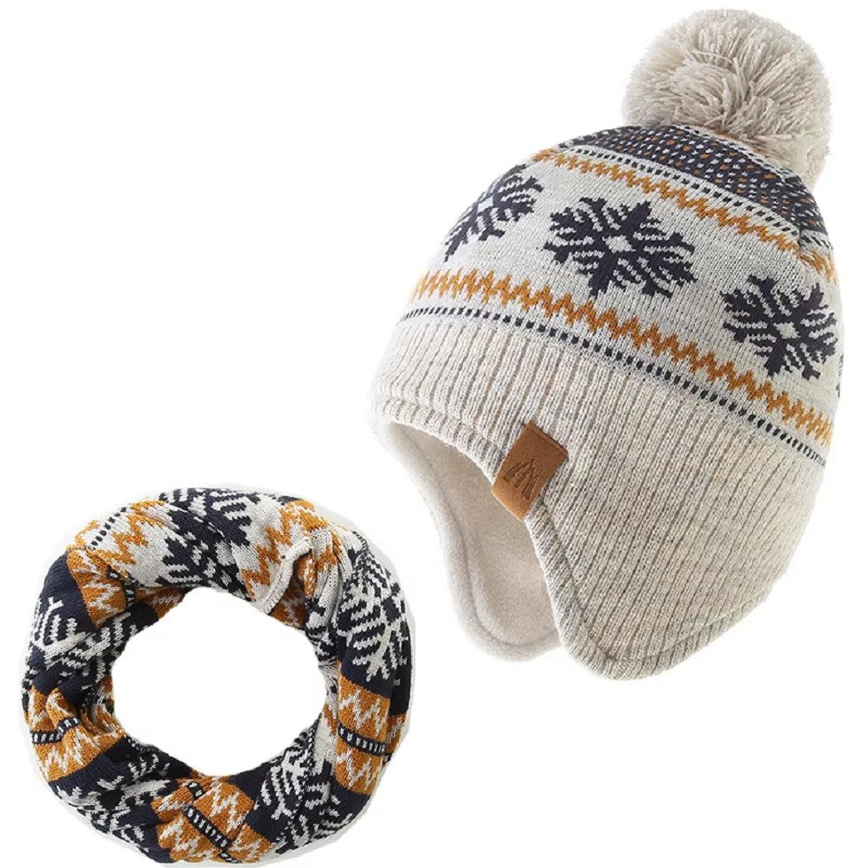 Bellaro Life Strickmütze Bowlerhut (Winter Baby Mütze Zweiteiliges Set) Verdicktes Design zum Schutz vor Kälte