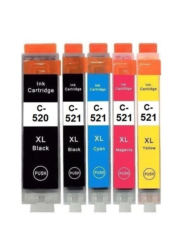 inkpro Kompatible Druckerpatronen PGI-520 und CLI-521 Tintenpatrone (für Canon Pixma IP3600, IP4600, IP4600 X, IP4700, MP540, MP550, MP560, MP620, MP630, MP640, MP640 R, MP980, MP990, MX860, MX870, 5-tlg., PGI-520 CLI-521 schwarz, cyan, magenta, gelb, grau)