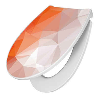 banjado WC-Sitz Motiv Orange Polygon (umweltfreundliches Material & Take-Off Technologie, Softclose Absenkautomatik), 45 x 38,4 x 4,2cm