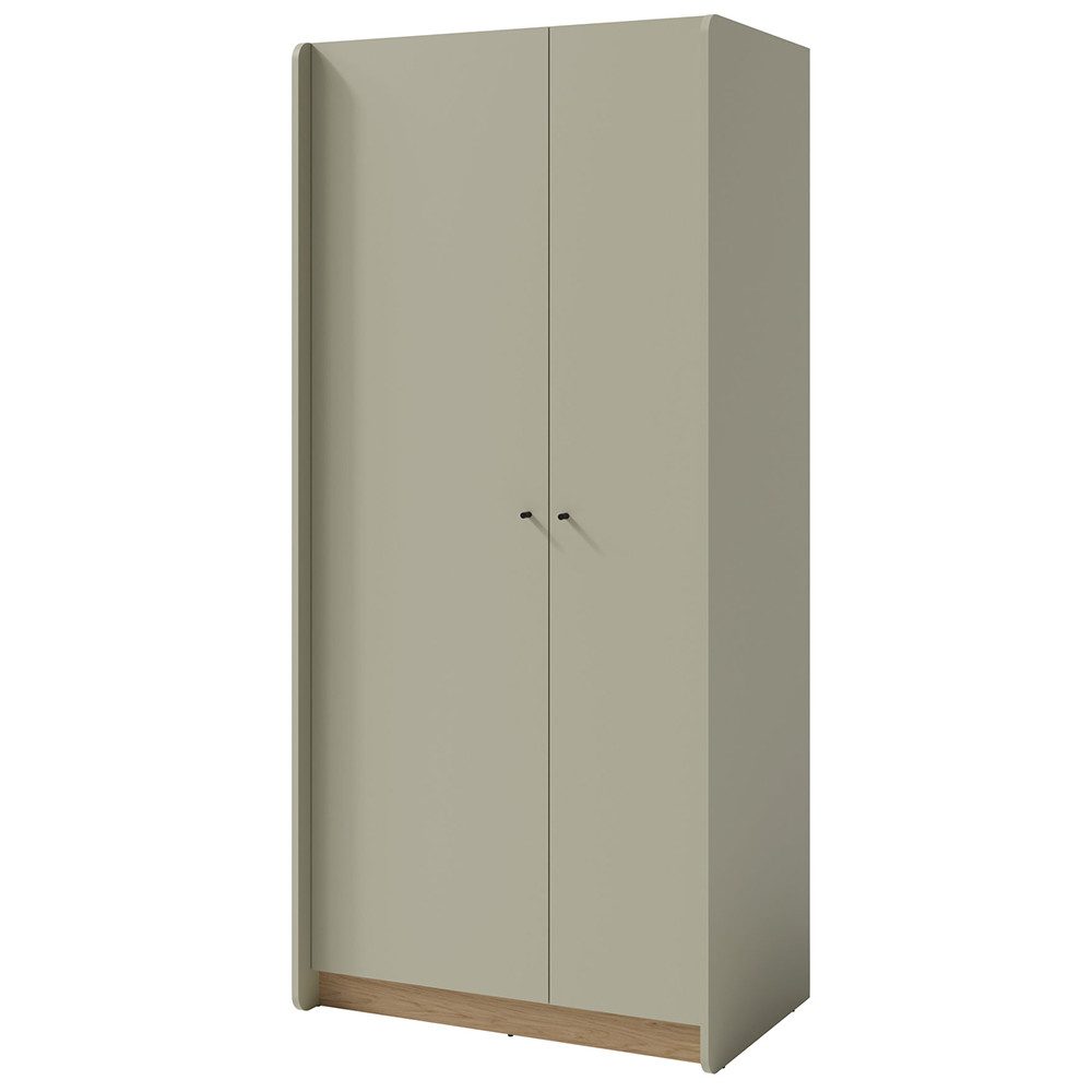 Lomadox Kleiderschrank ALAMO-133 grün mit Eiche Nb., 2-türig, 1 Kleiderstange