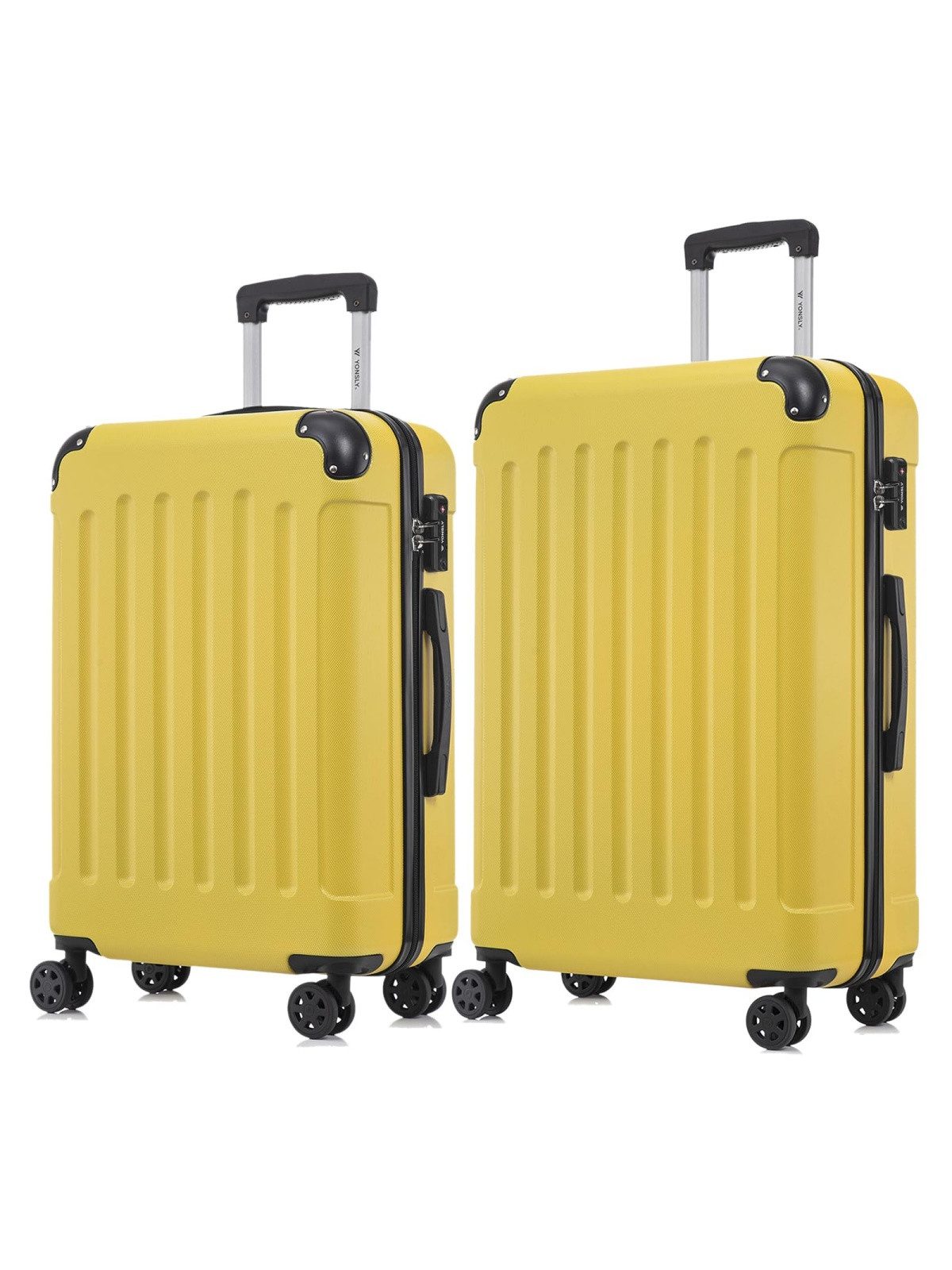 YONSLY Kofferset Premium Hartschalen-Reiseset aus ABS mit robustem YKK-Reißverschluss, 4 Rollen, (Reisekoffer-Set, 2 tlg., L-XL-Set), TSA-Schloss, 360°-Doppelrollen und austauschbaren Rollen und Griffen