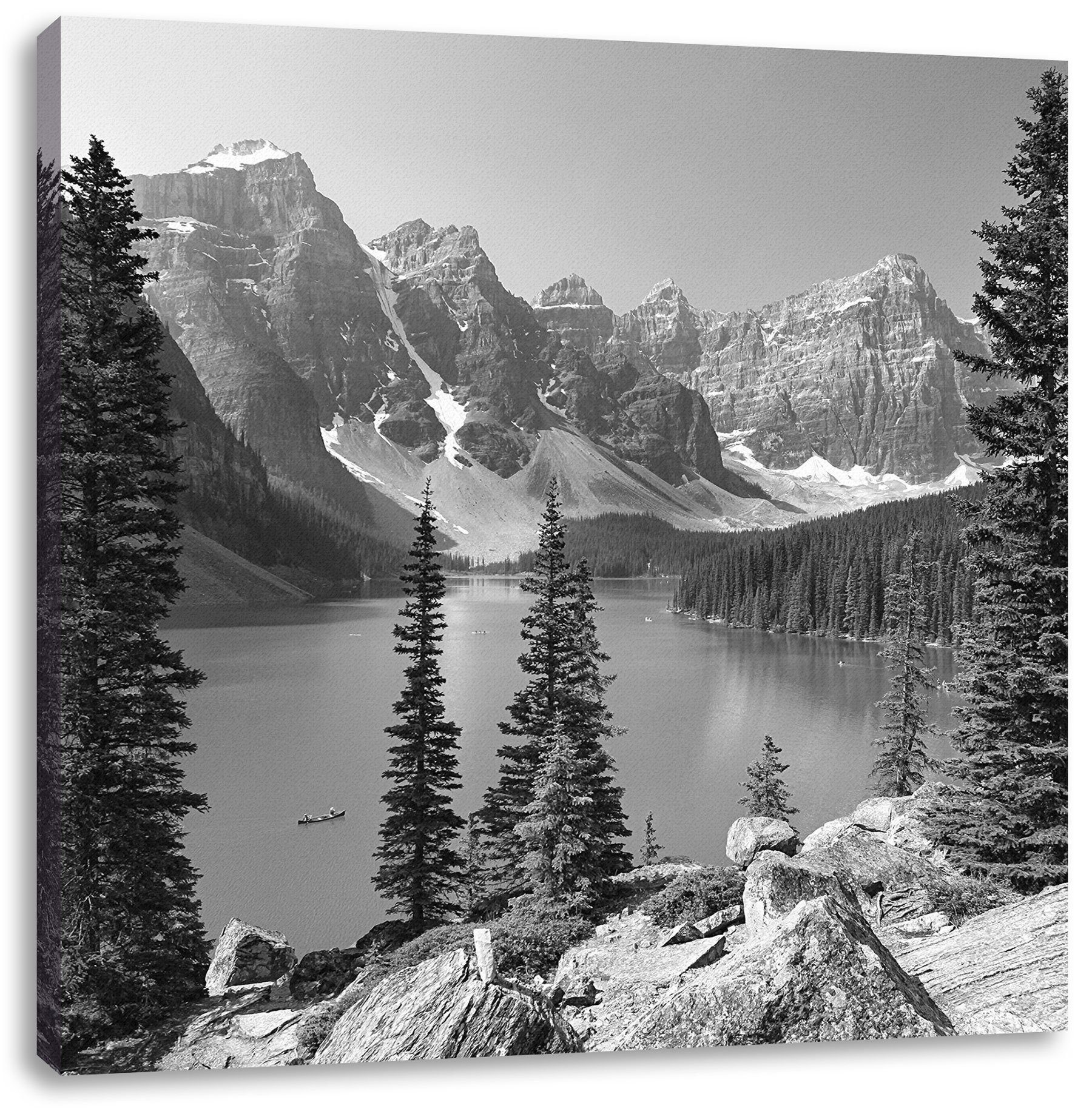 inkl. kanadische Lake kanadische (1 Berge Moraine St), Pixxprint Moraine Leinwandbild fertig bespannt, Berge, Zackenaufhänger Lake Leinwandbild