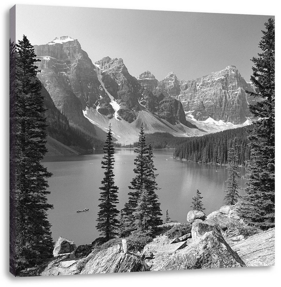 Pixxprint Leinwandbild Moraine Lake kanadische Berge, Moraine Lake  kanadische Berge (1 St), Leinwandbild fertig bespannt, inkl. Zackenaufhänger