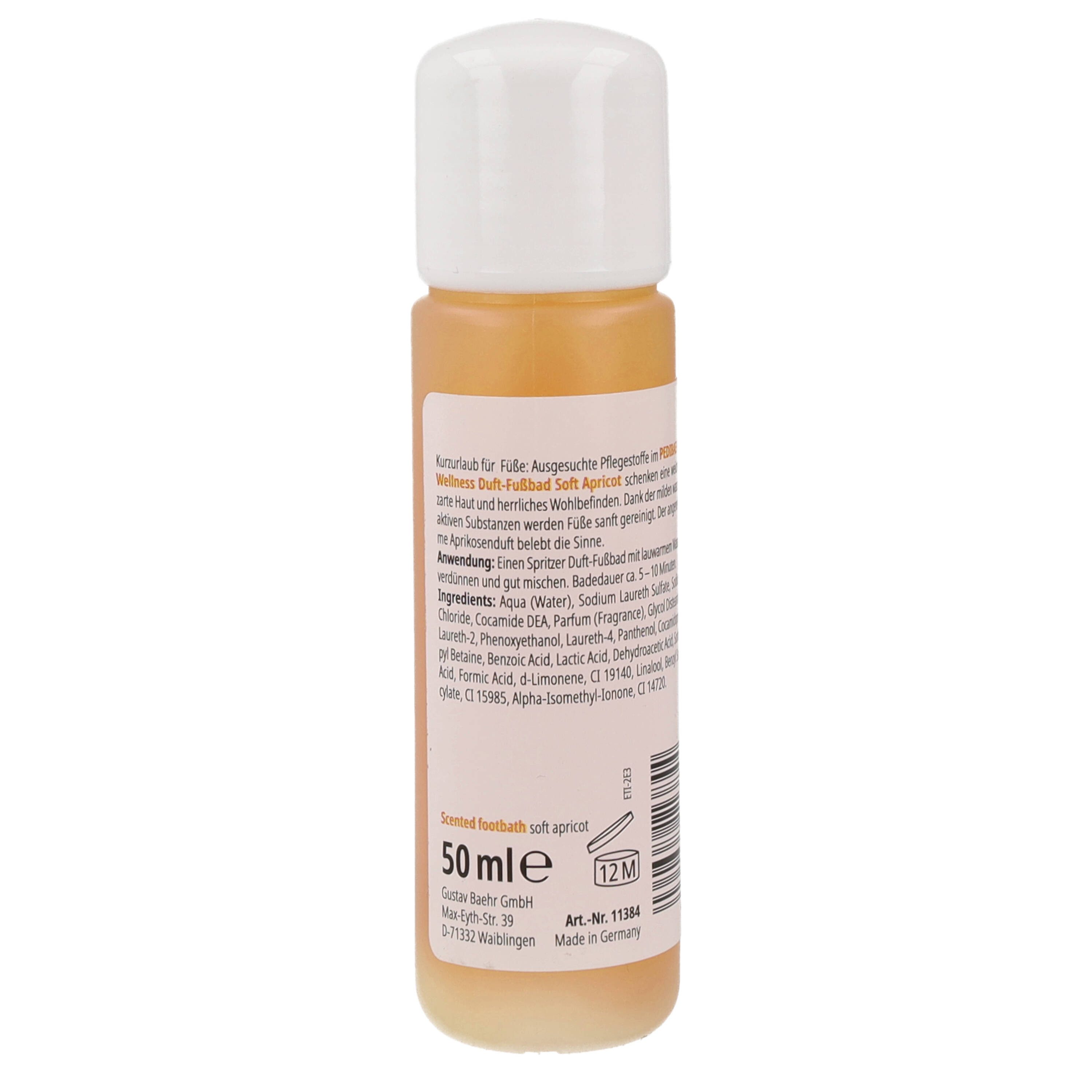 Pedibaehr Fußbad-Zusatz Pedibaehr Wellness Duft-Fußbad Soft Apricot 50ml, 1-tlg., reinigend & pflegend, Aprikosen-Duft