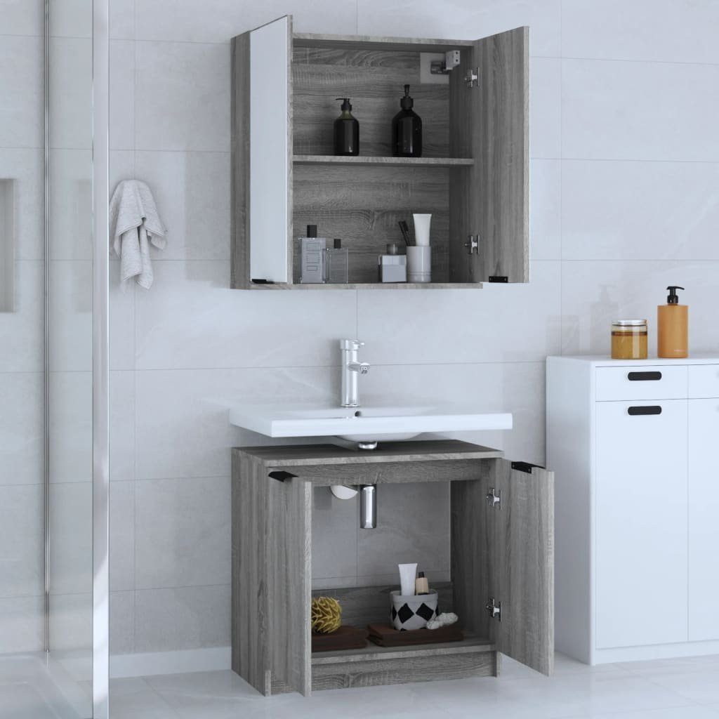 vidaXL Badezimmer-Set 2-tlg. Badmöbel-Set Grau Sonoma günstig online kaufen