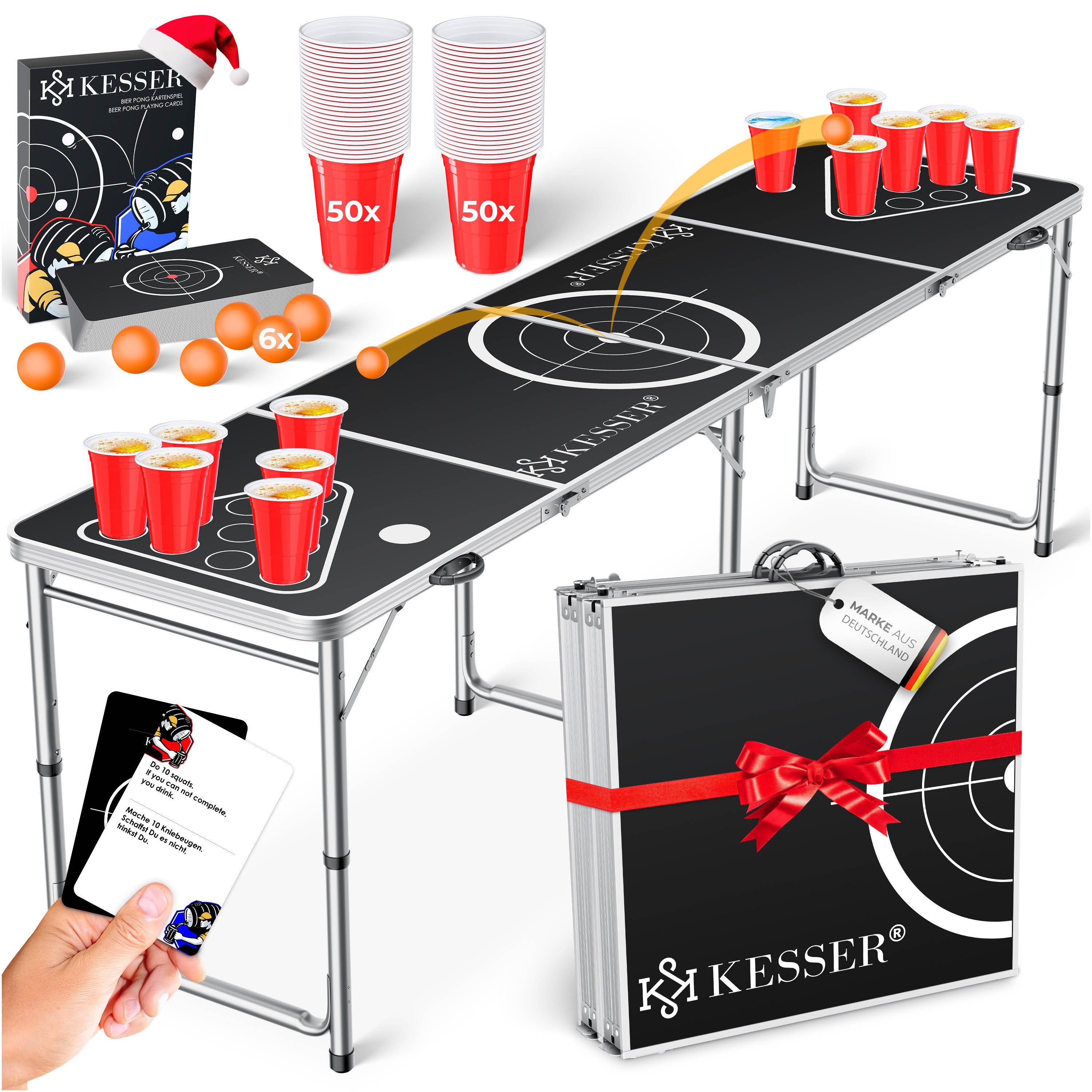 KESSER Klapptisch, Bier Pong Tisch Set mit Kartenspiel Trinkspiel inkl.100 günstig online kaufen
