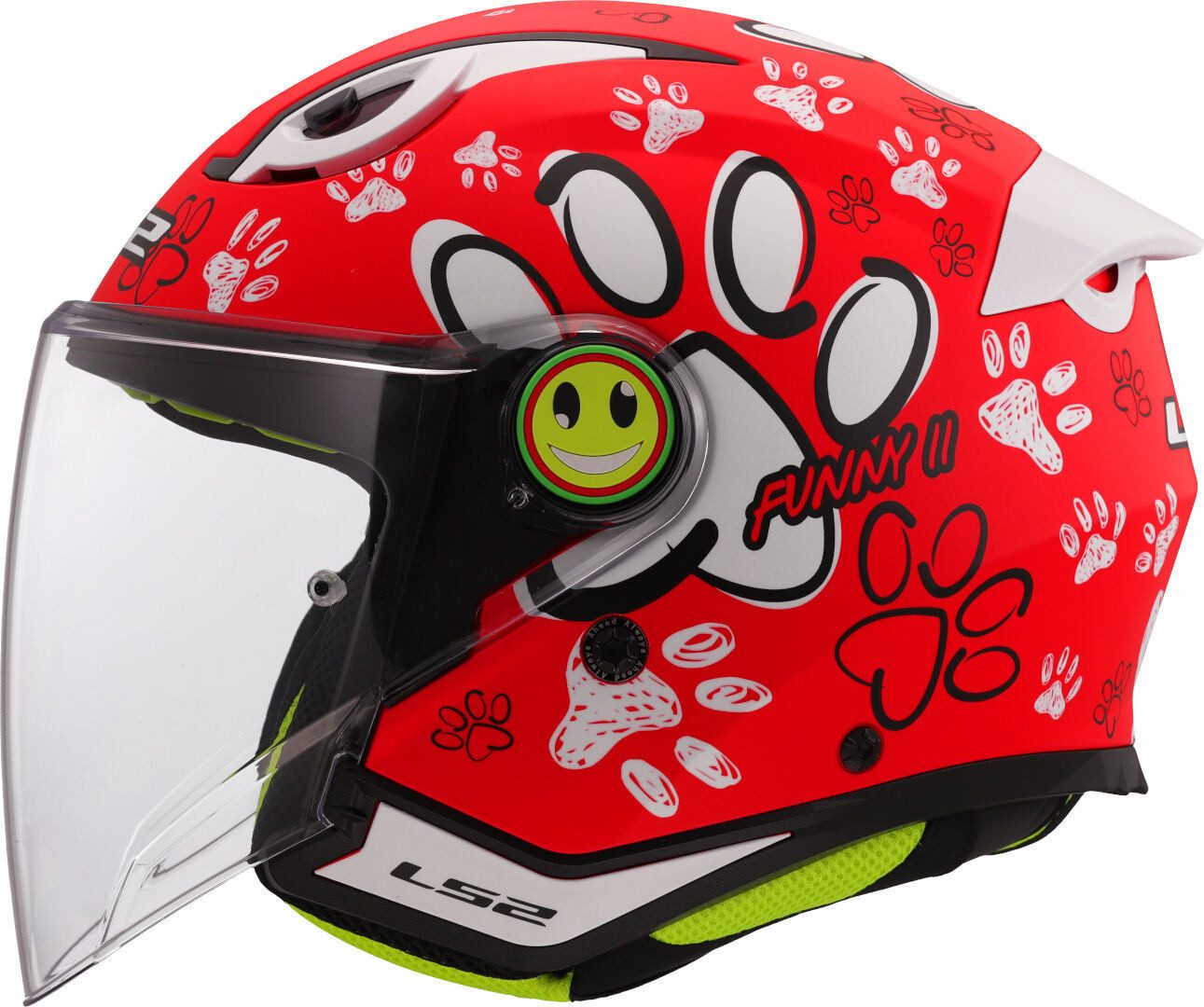 LS2 Motorradhelm OF622 Funny II Paws Kinder Jethelm, Notfallsystem-polsterung (eqrs)