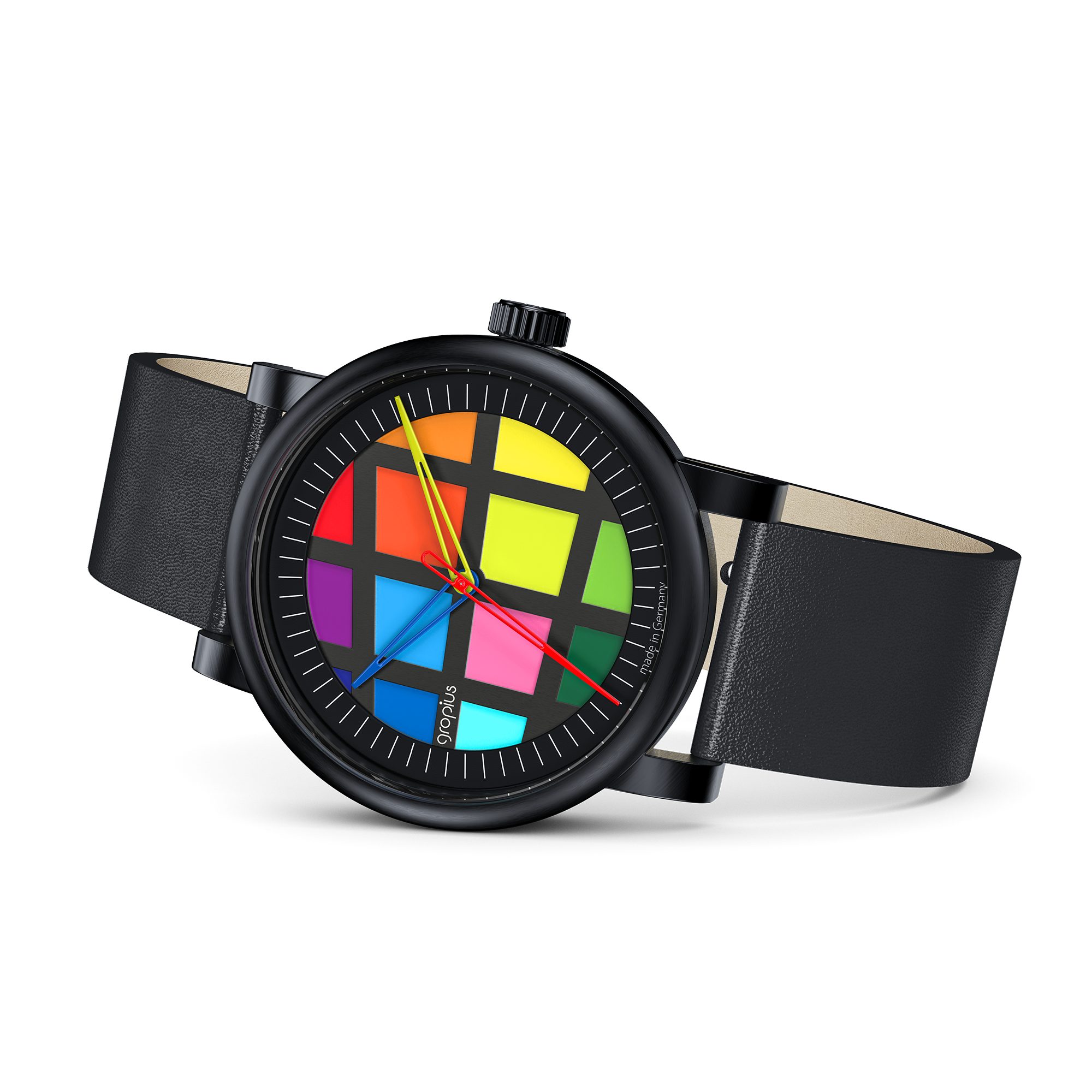 Walter Gropius Automatikuhr Made in Germany, Saphirglas, Atrium Automatik - WGA 801-01, Designeruhr, Lederarmband mit Easy-Release System, Edelstahlgehäuse